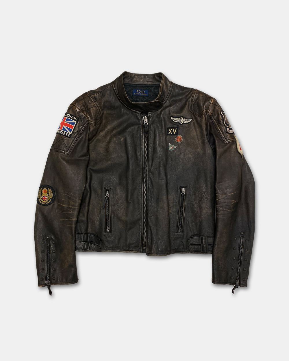 Polo Ralph Lauren 2020s Motorcycle Club Biker Leather Jacket Brown