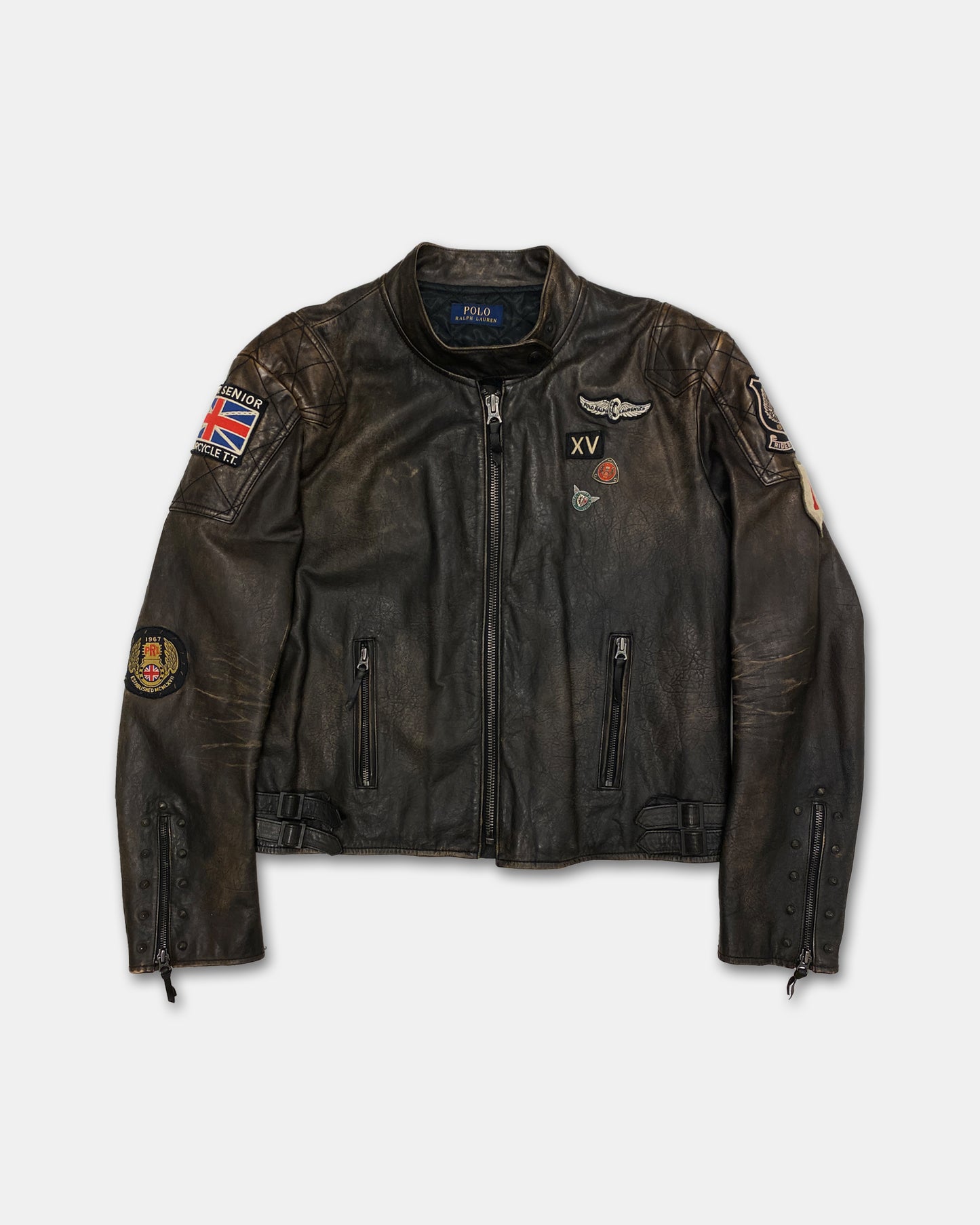 Polo Ralph Lauren 2020s Motorcycle Club Biker Leather Jacket Brown