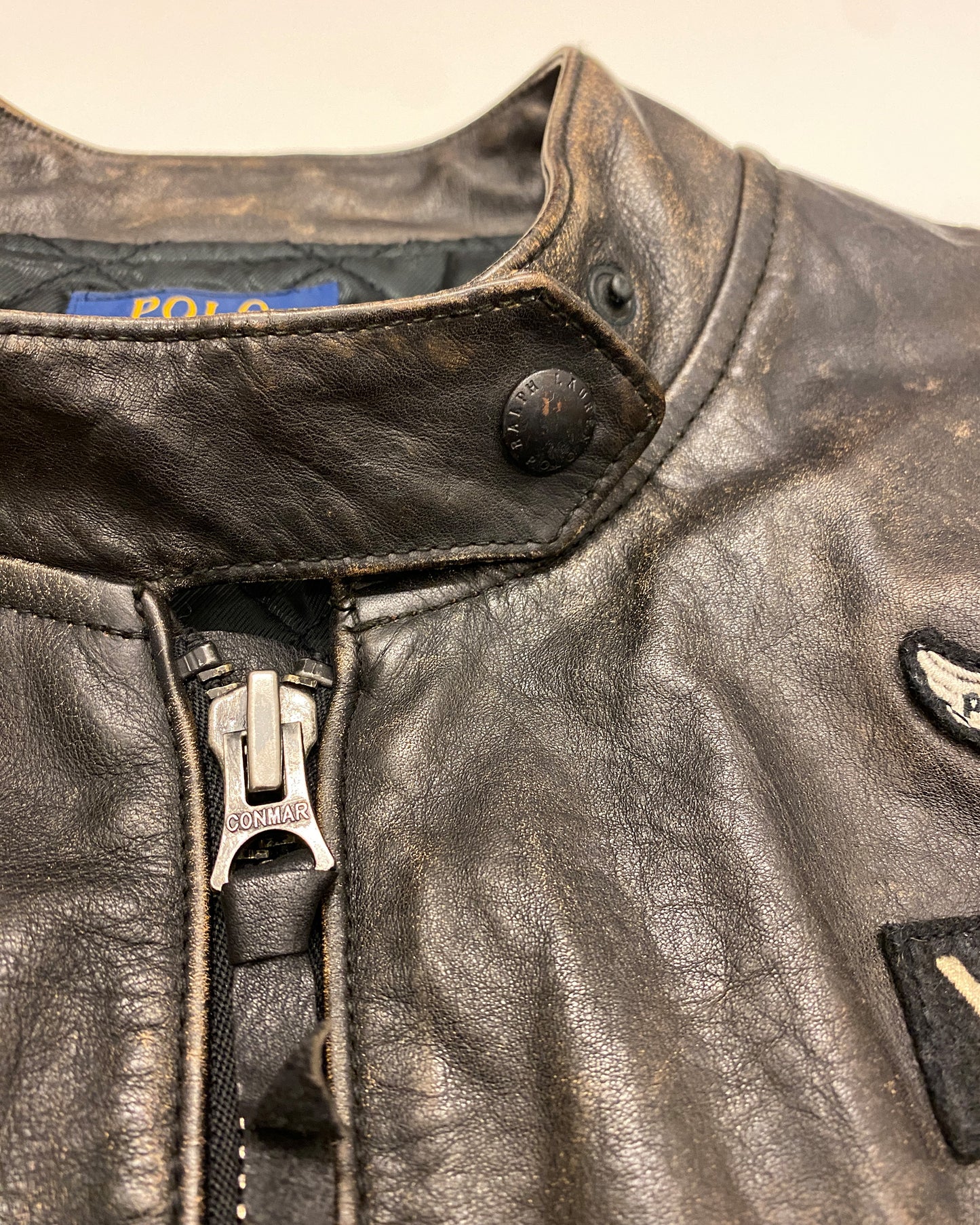 Polo Ralph Lauren 2020s Motorcycle Club Biker Leather Jacket Brown