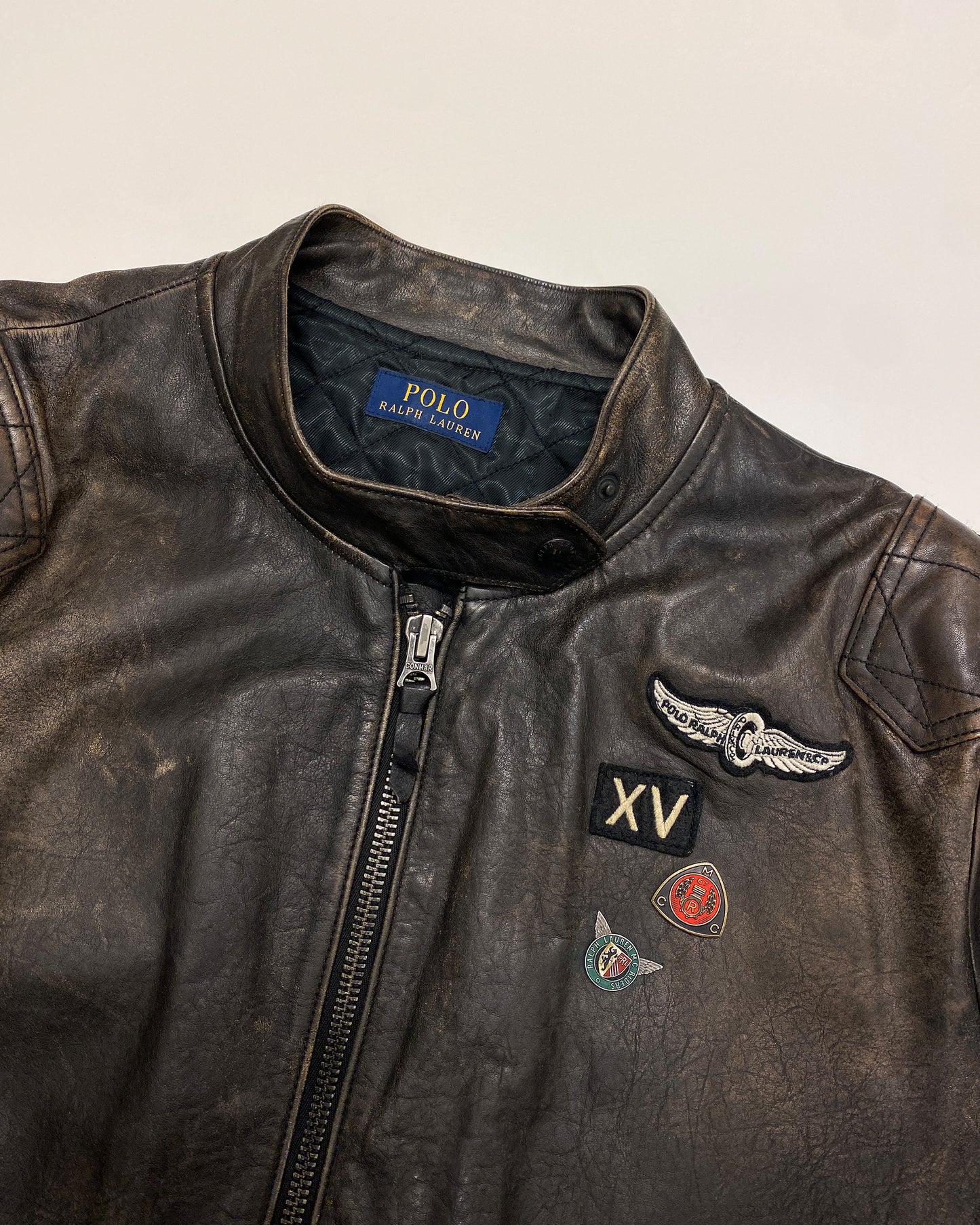 Polo Ralph Lauren 2020s Motorcycle Club Biker Leather Jacket Brown