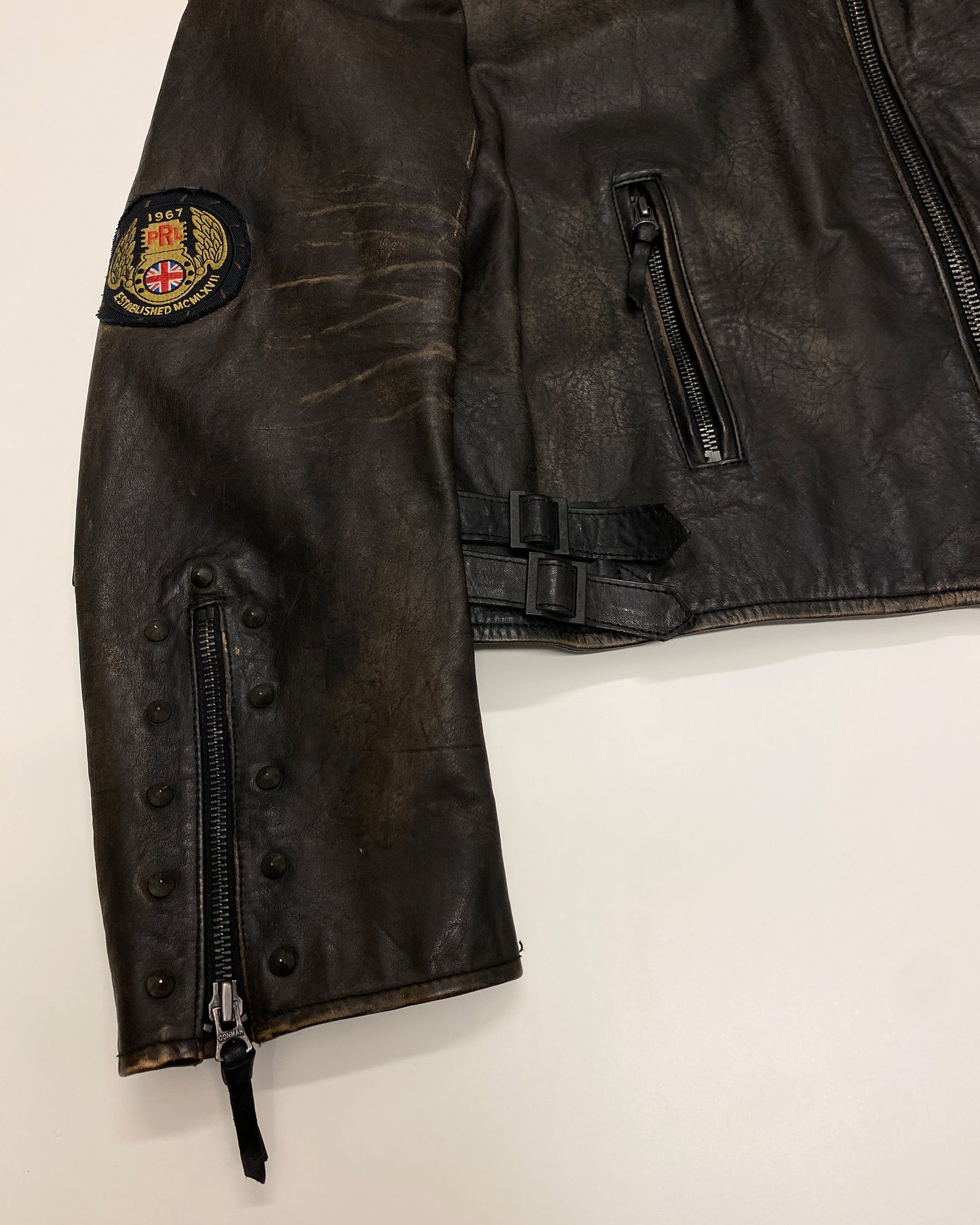 Polo Ralph Lauren 2020s Motorcycle Club Biker Leather Jacket Brown