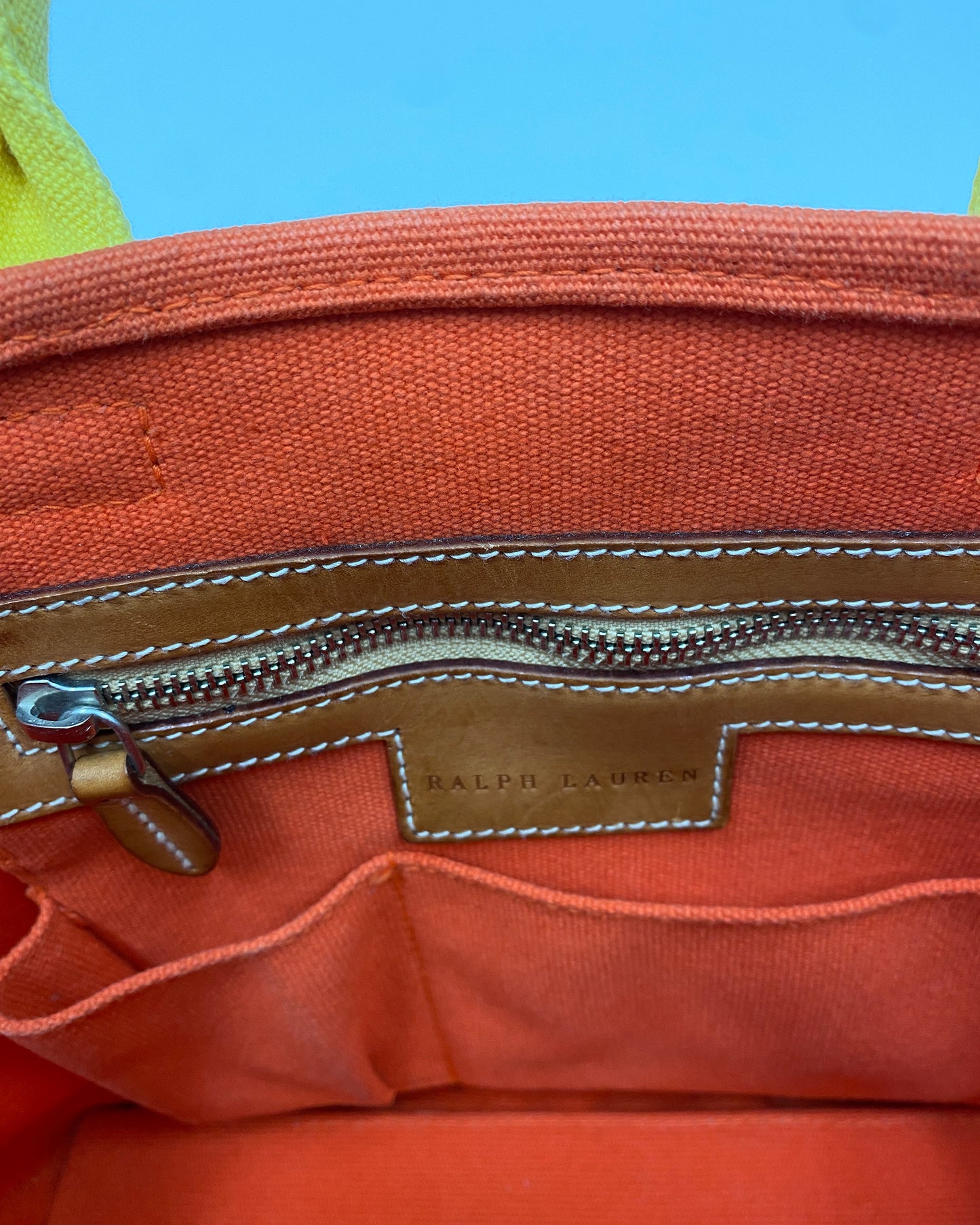 Ralph Lauren 2010s Heavy Cotton Tote Bag Orange Yellow