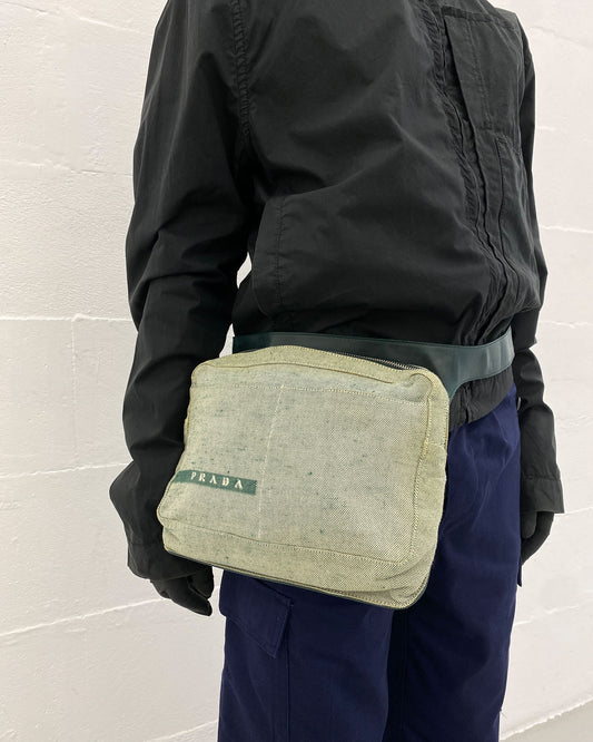 Prada SS1999 Canvas-Gürteltasche Grün 