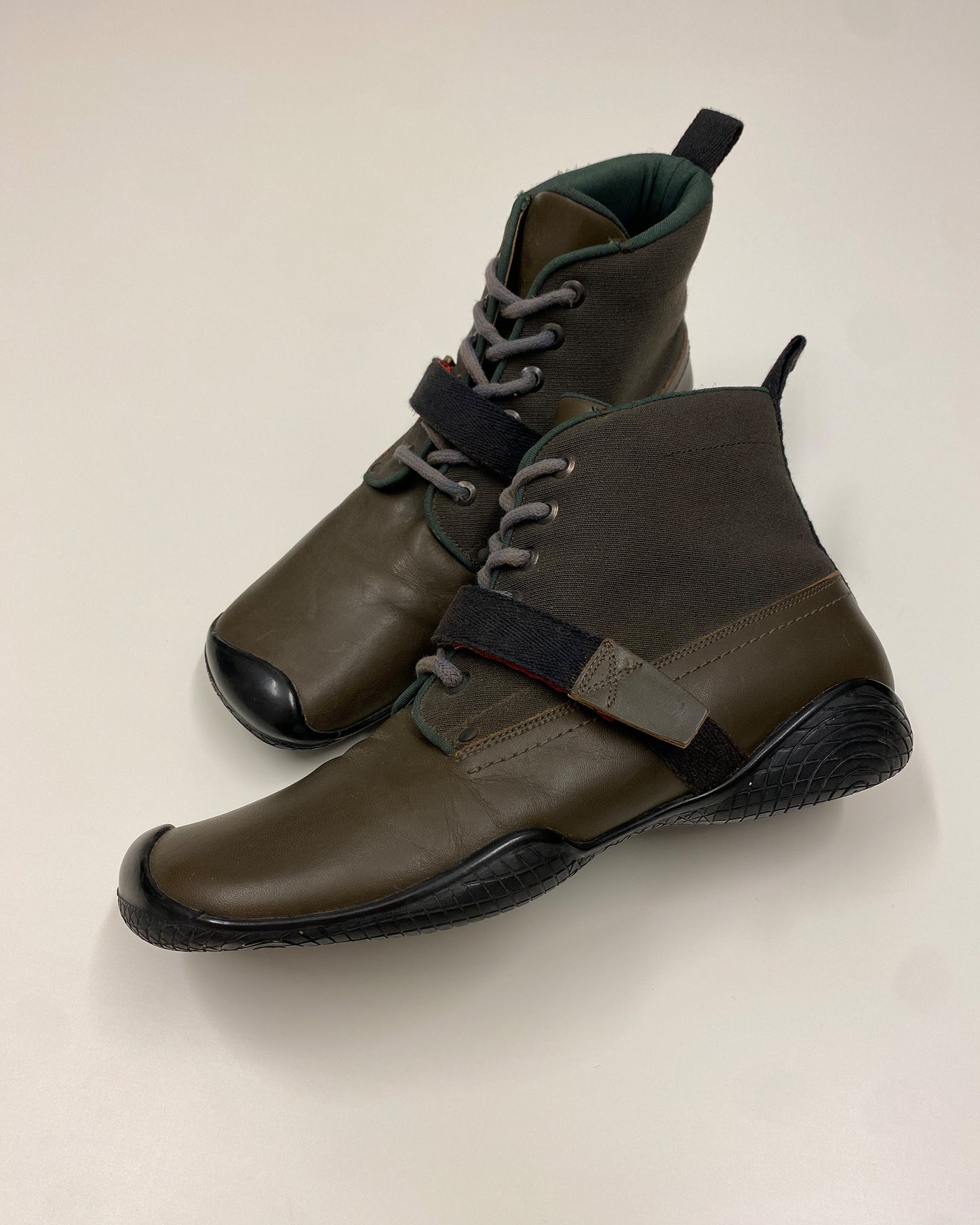 Prada AW1999 Strap Combat Sneaker Boots Khaki Green