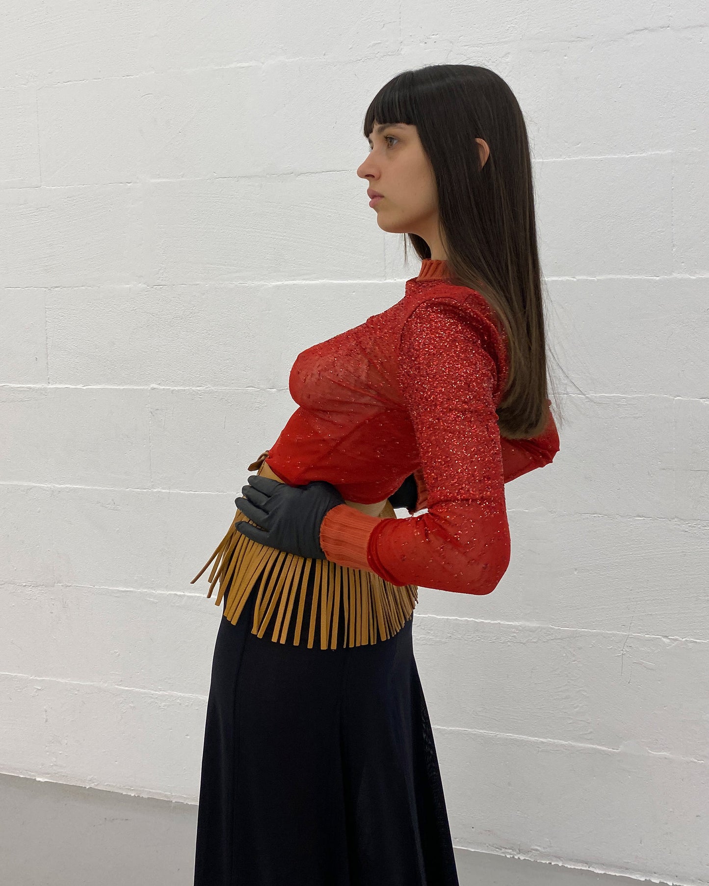 Prada SS2007 Leather Fringe Belt Light Brown