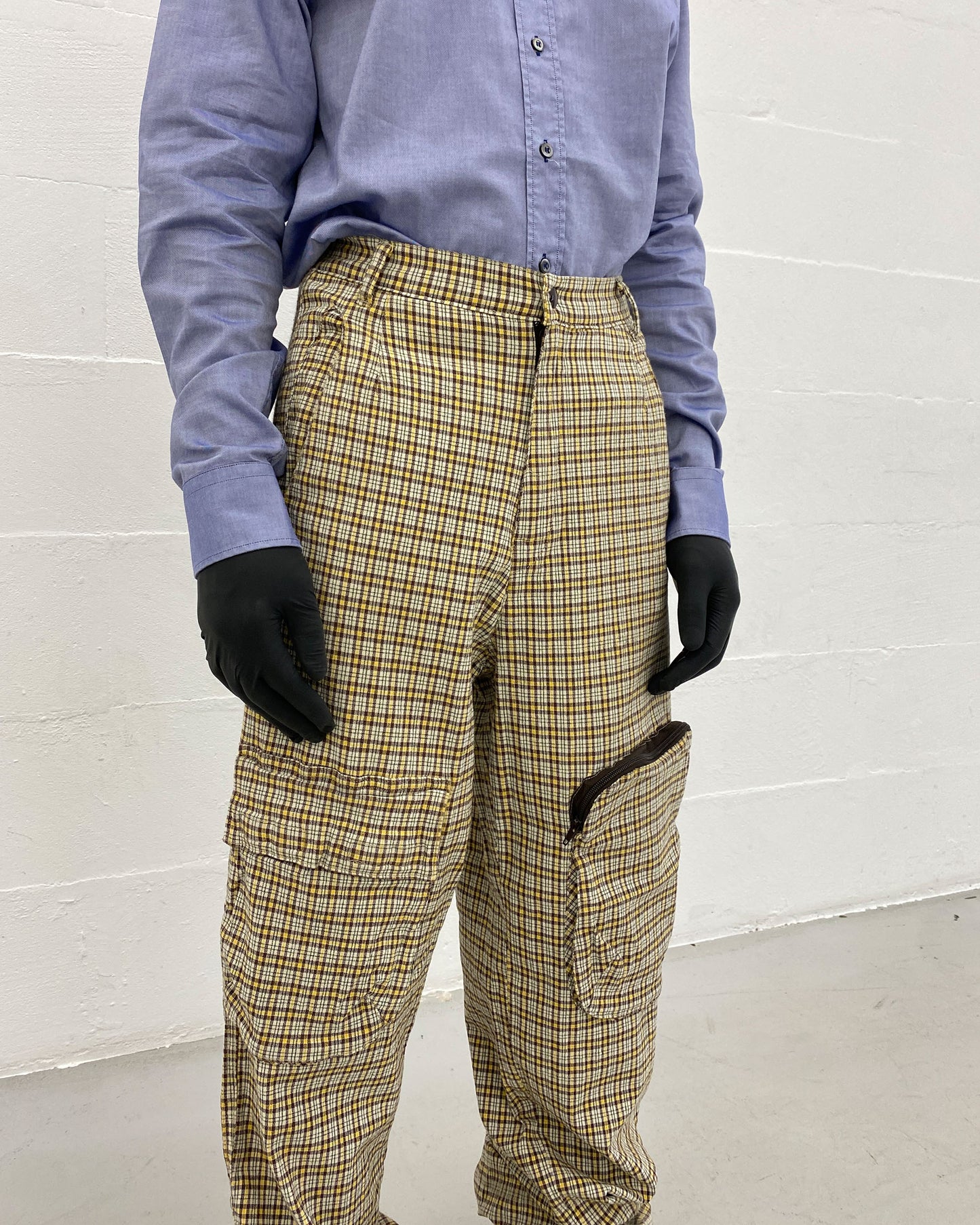 W.&L.T. Walter van Beirendonck 1990s Tartan Checkered Cargo Pants Yellow