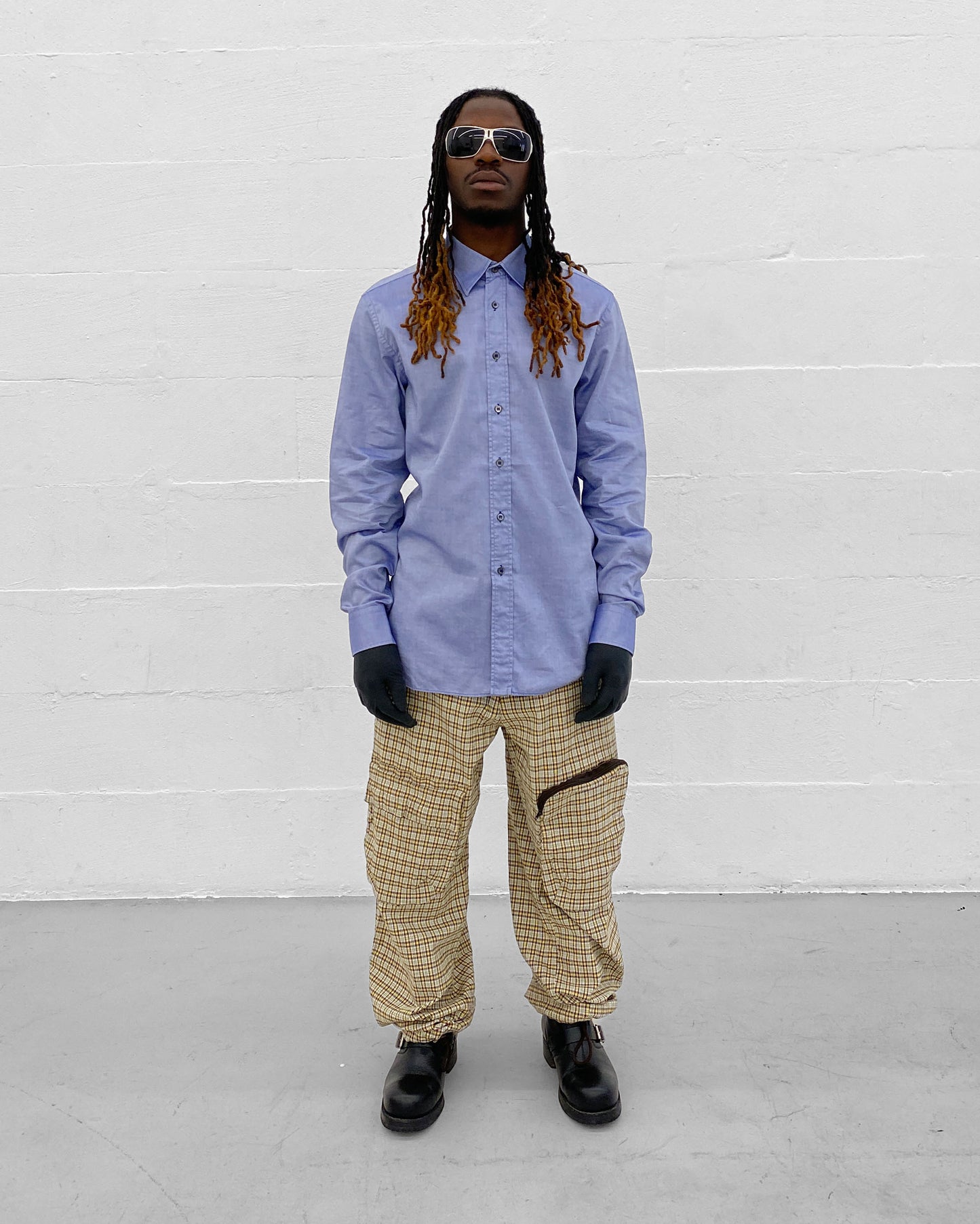 W.&L.T. Walter van Beirendonck 1990s Tartan Checkered Cargo Pants Yellow