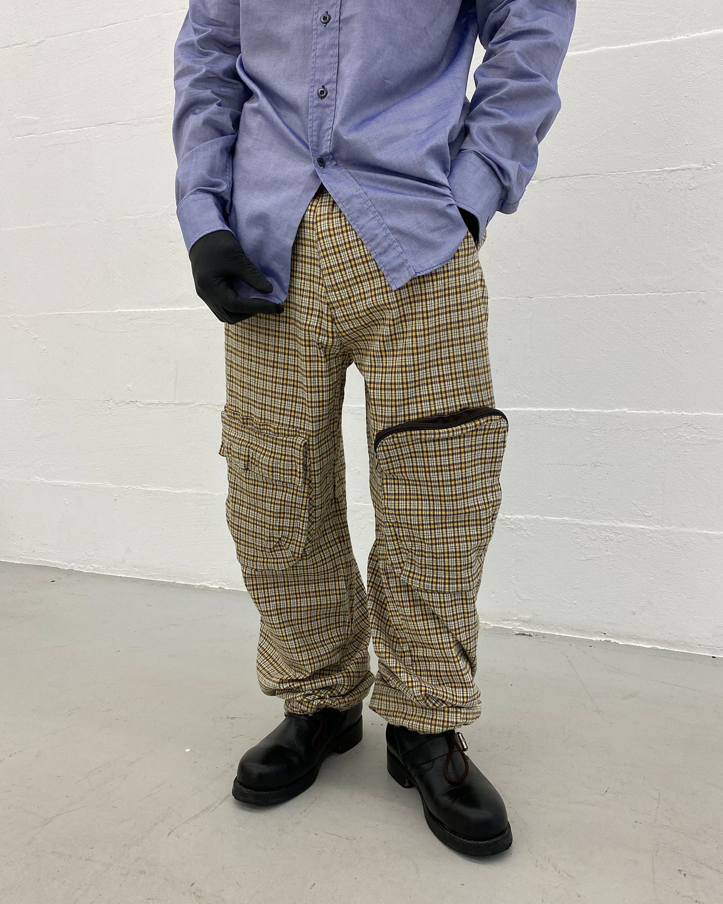 W.&L.T. Walter van Beirendonck 1990s Tartan Checkered Cargo Pants Yellow
