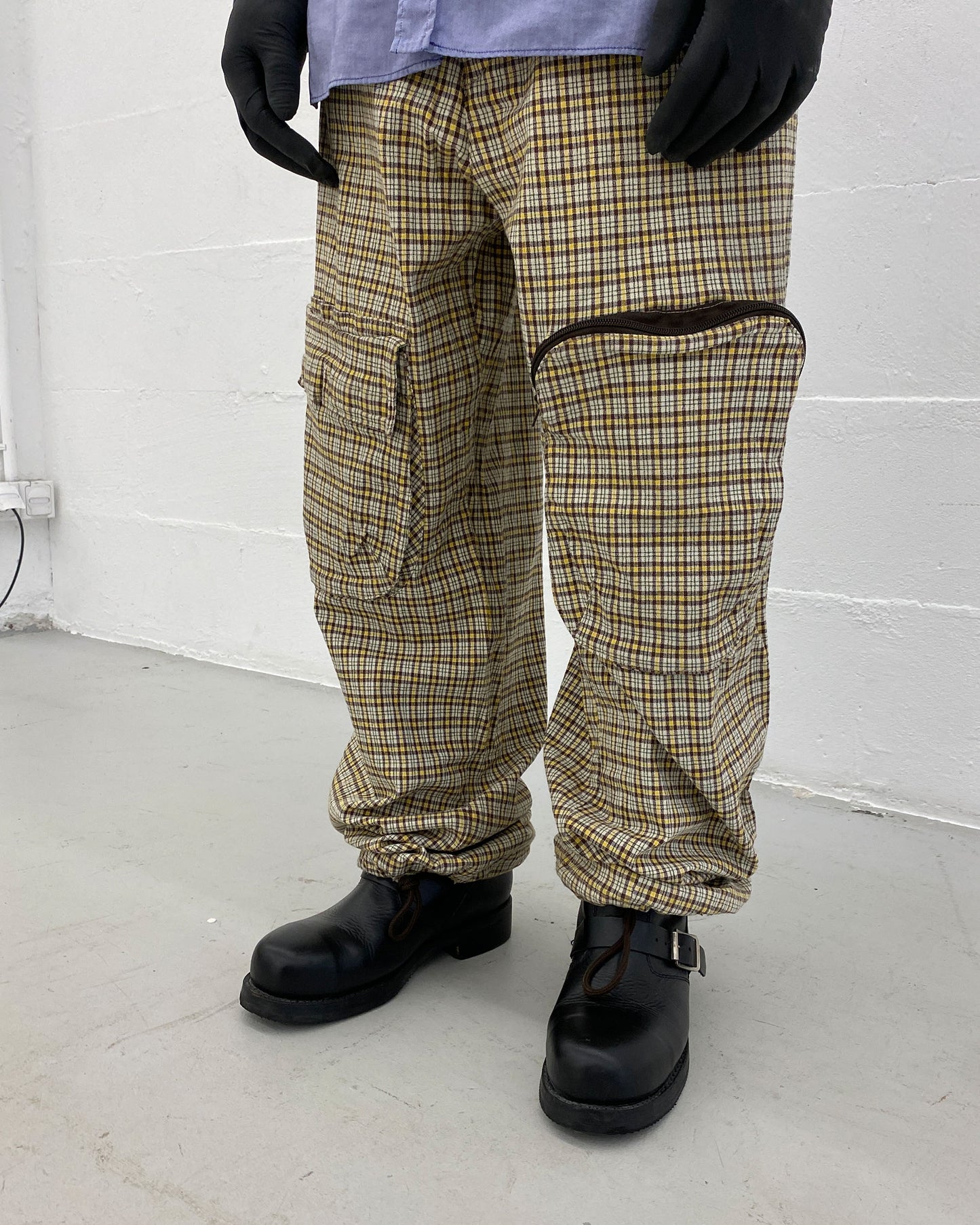 W.&L.T. Walter van Beirendonck 1990s Tartan Checkered Cargo Pants Yellow