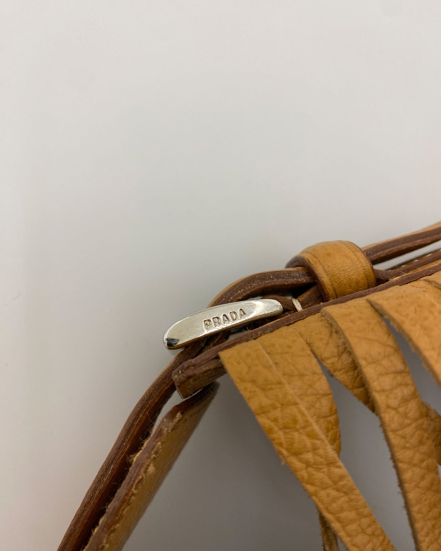 Prada SS2007 Leather Fringe Belt Light Brown