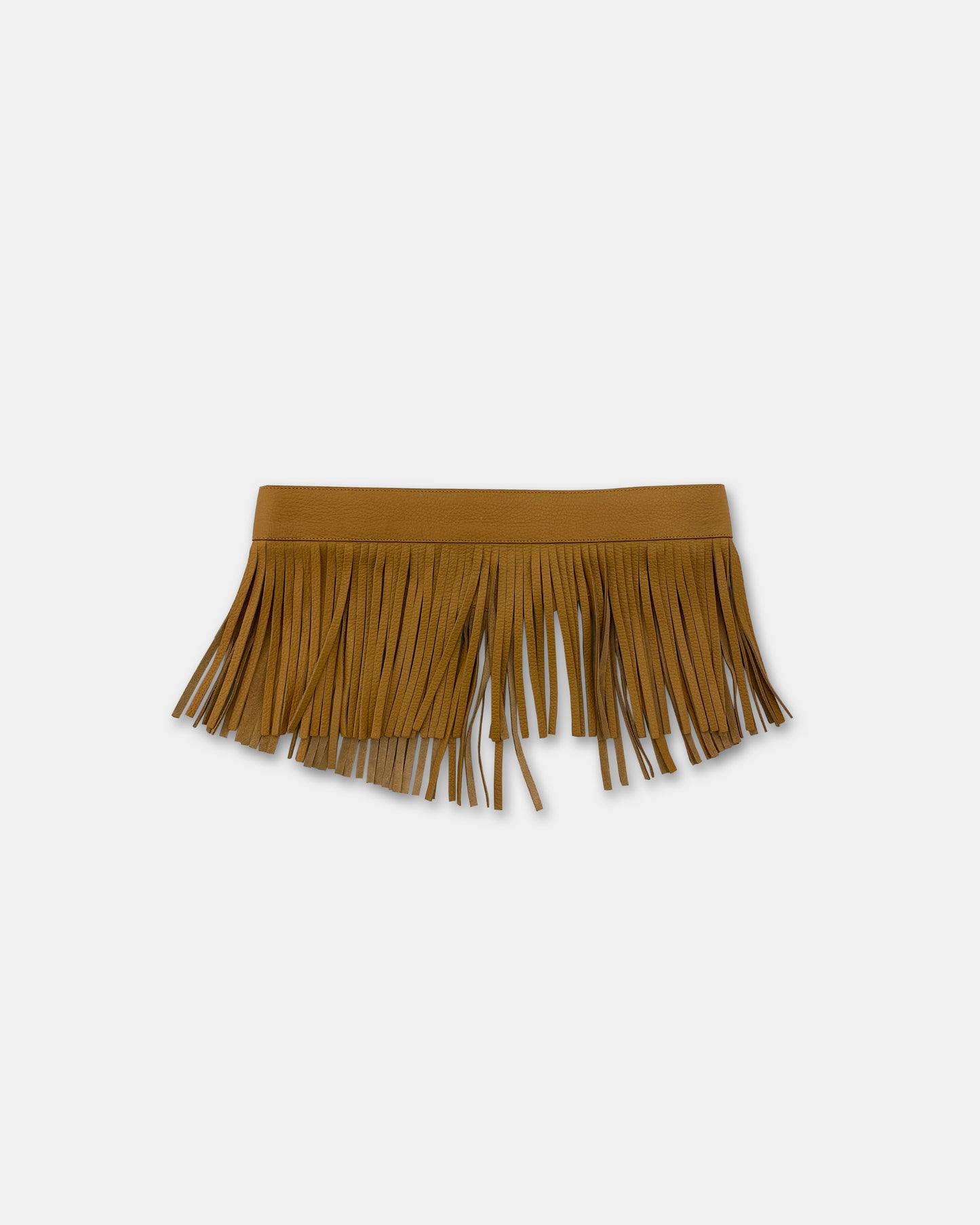 Prada SS2007 Leather Fringe Belt Light Brown