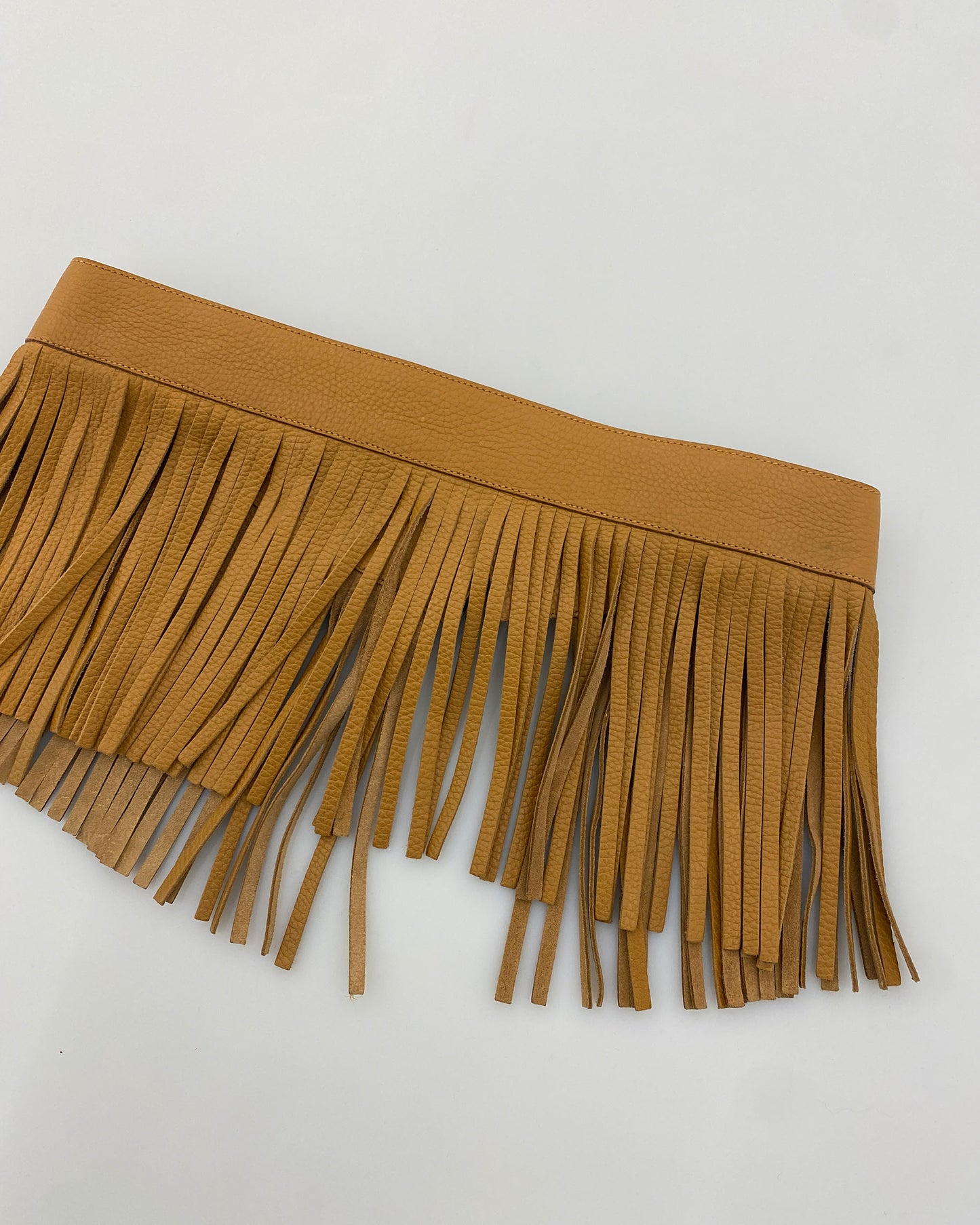 Prada SS2007 Leather Fringe Belt Light Brown