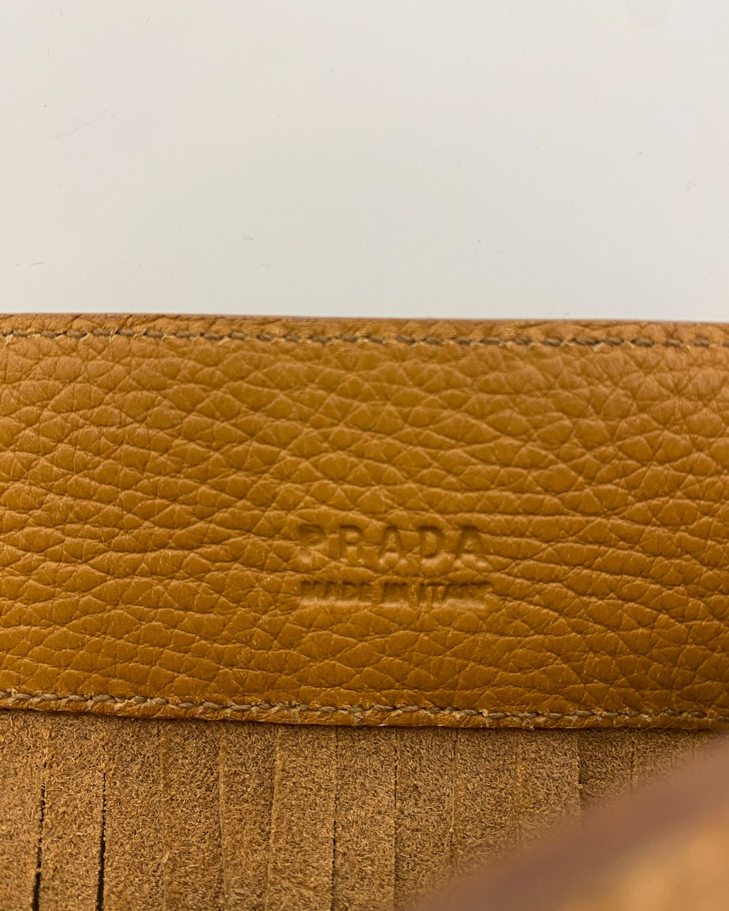 Prada SS2007 Leather Fringe Belt Light Brown