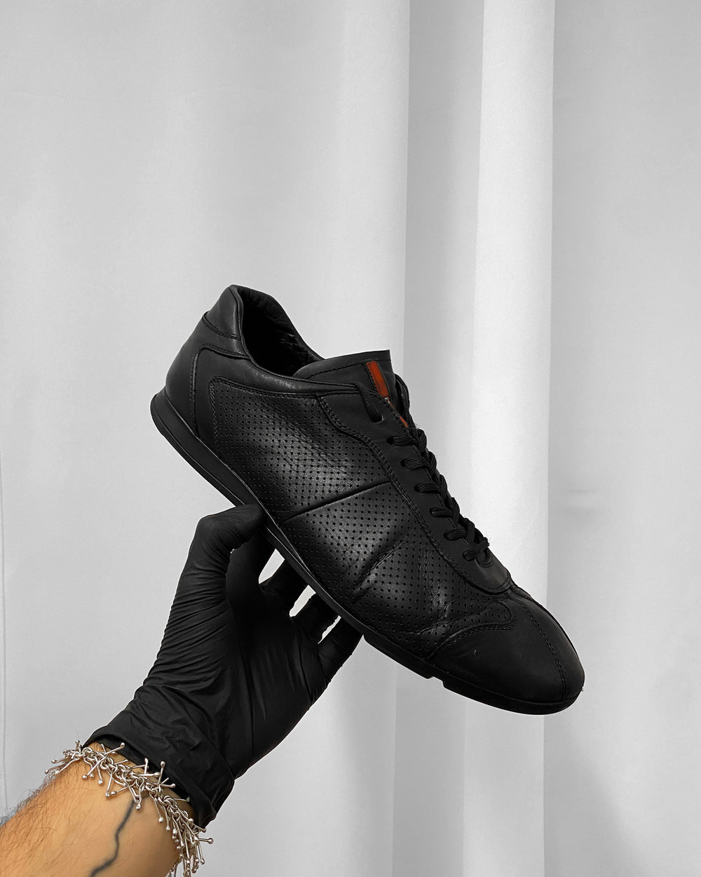 Prada 2000s Perforated Leather Sneaker Black