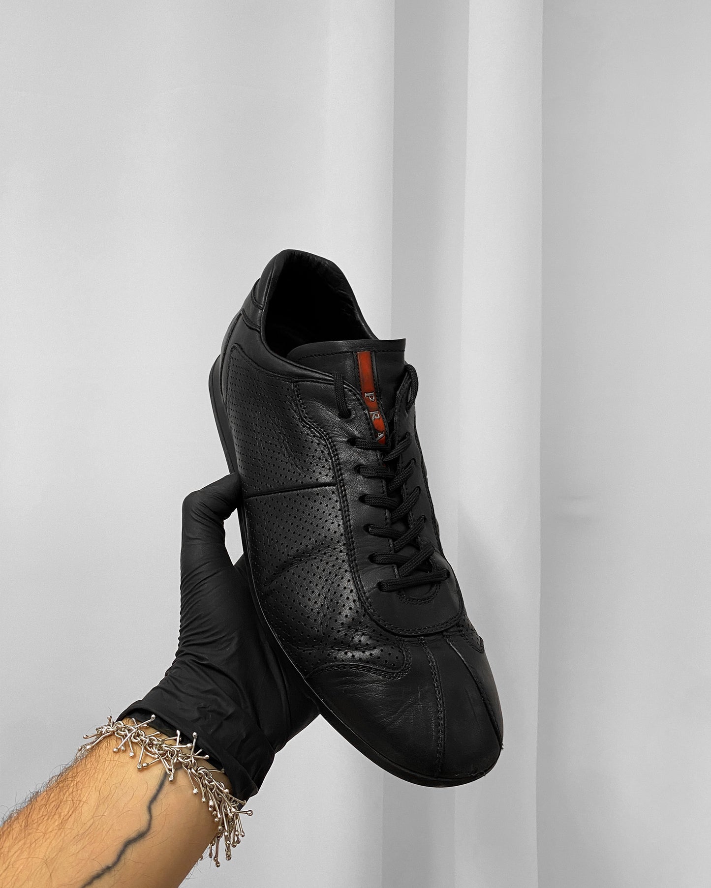 Prada 2000s Perforated Leather Sneaker Black