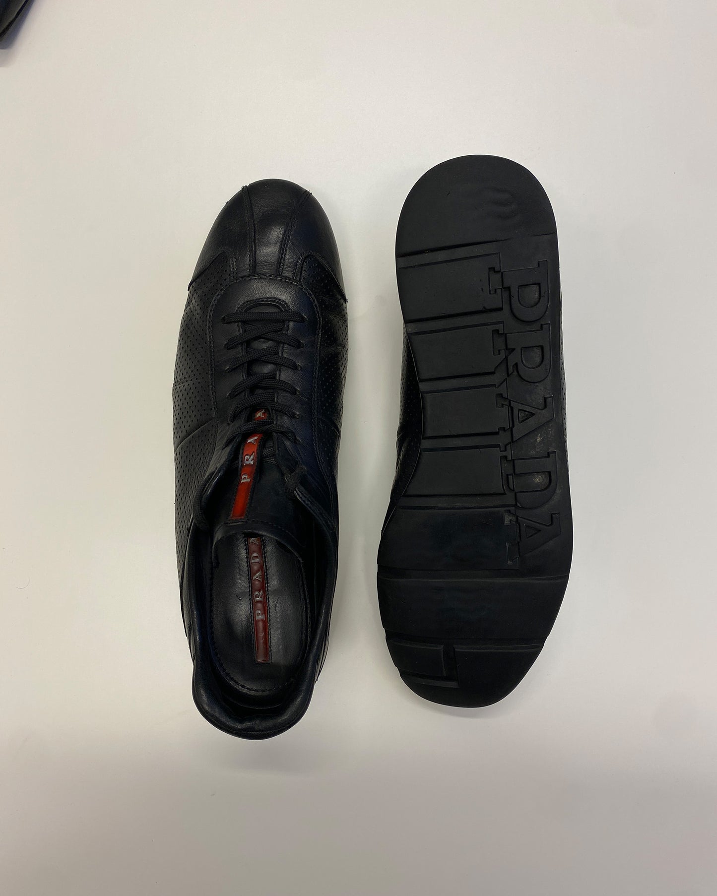Prada 2000s Perforated Leather Sneaker Black