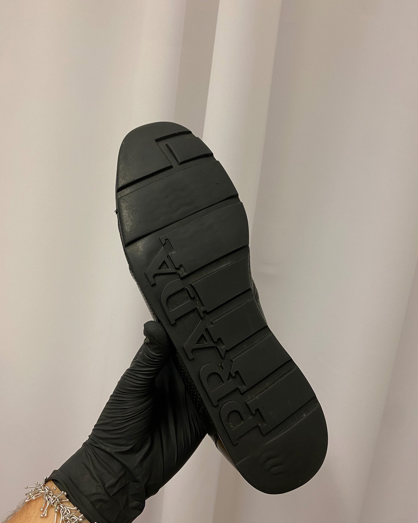 Prada 2000s Perforated Leather Sneaker Black