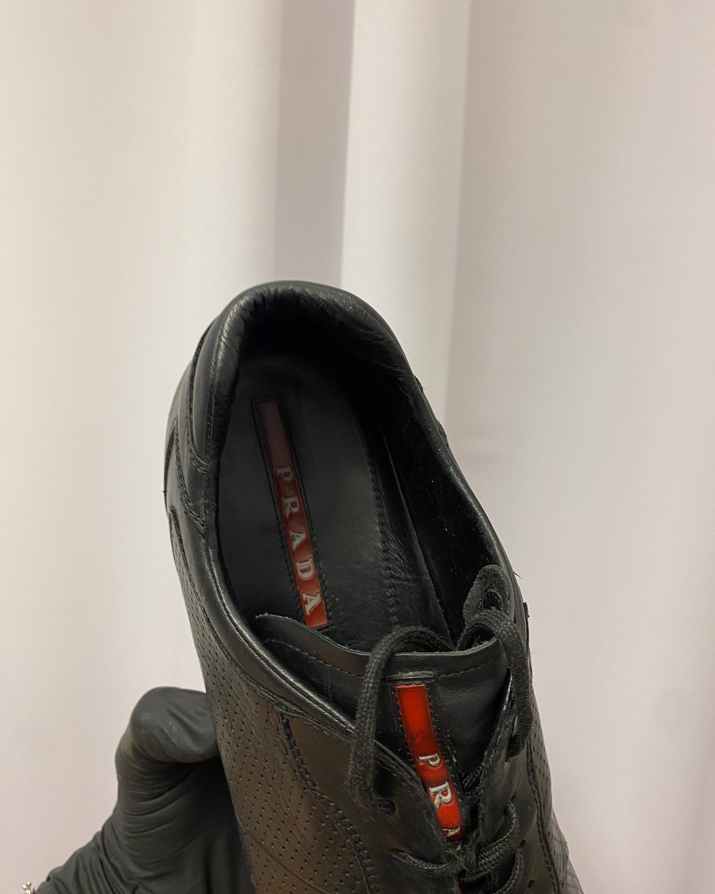 Prada 2000s Perforated Leather Sneaker Black