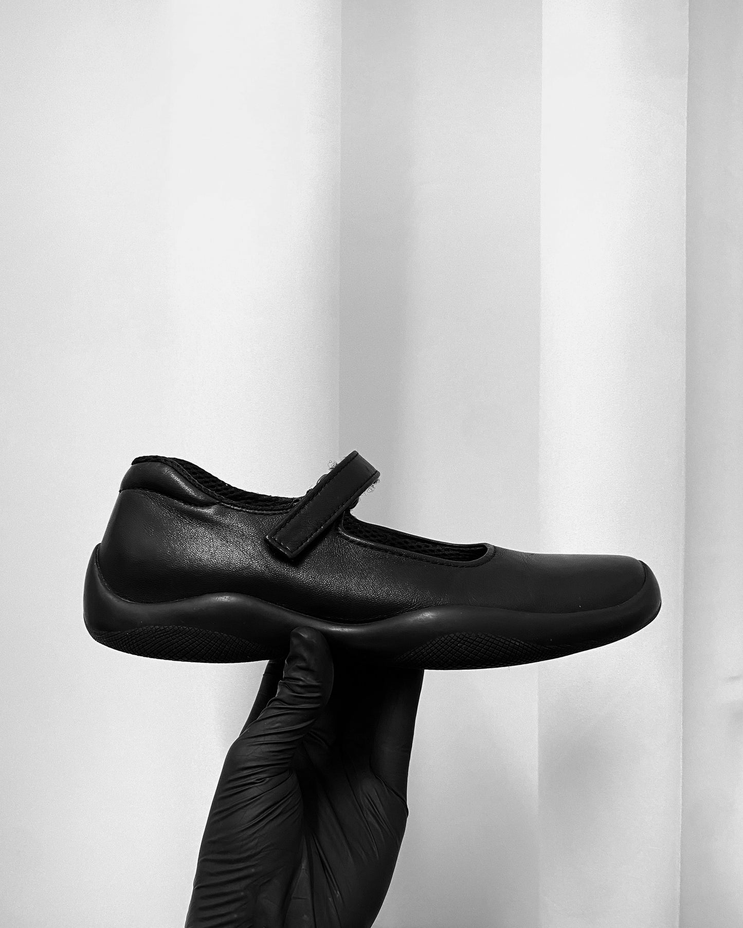 Prada 2000s Leather Mary Jane Sneaker Black