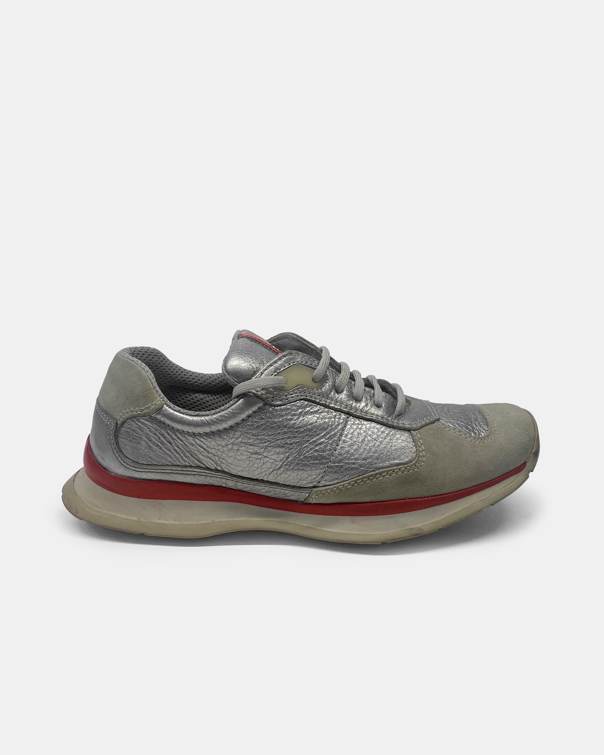 Prada 2000s E2003 Low Top Sneaker Silver Red – Knud Peters