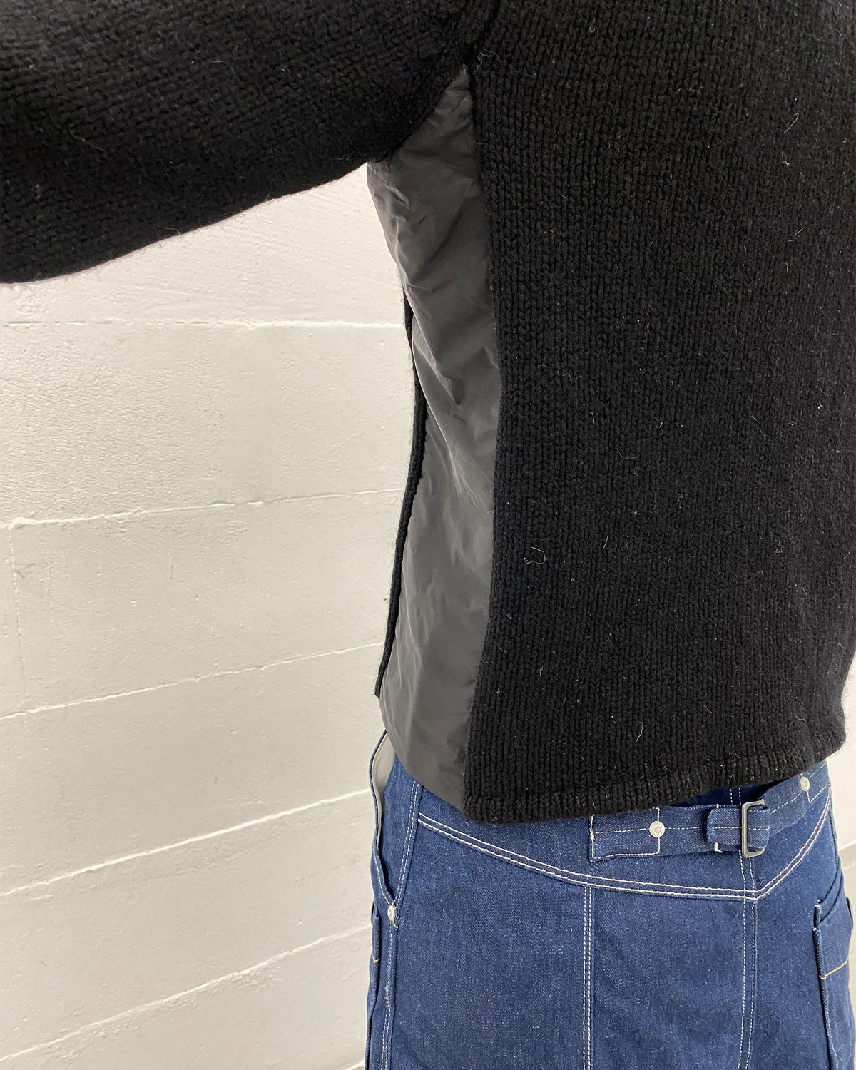 Prada 2000s Half Zip Nylon Knit Wool Sweater Black