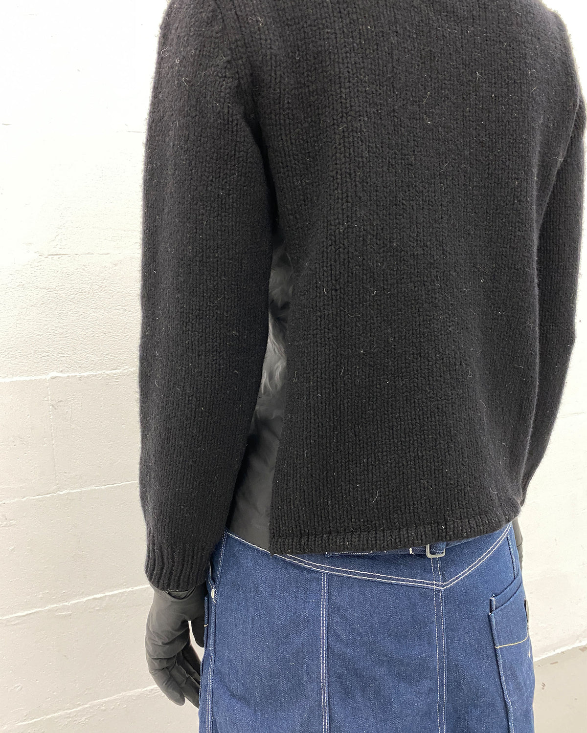 Prada 2000s Half Zip Nylon Knit Wool Sweater Black