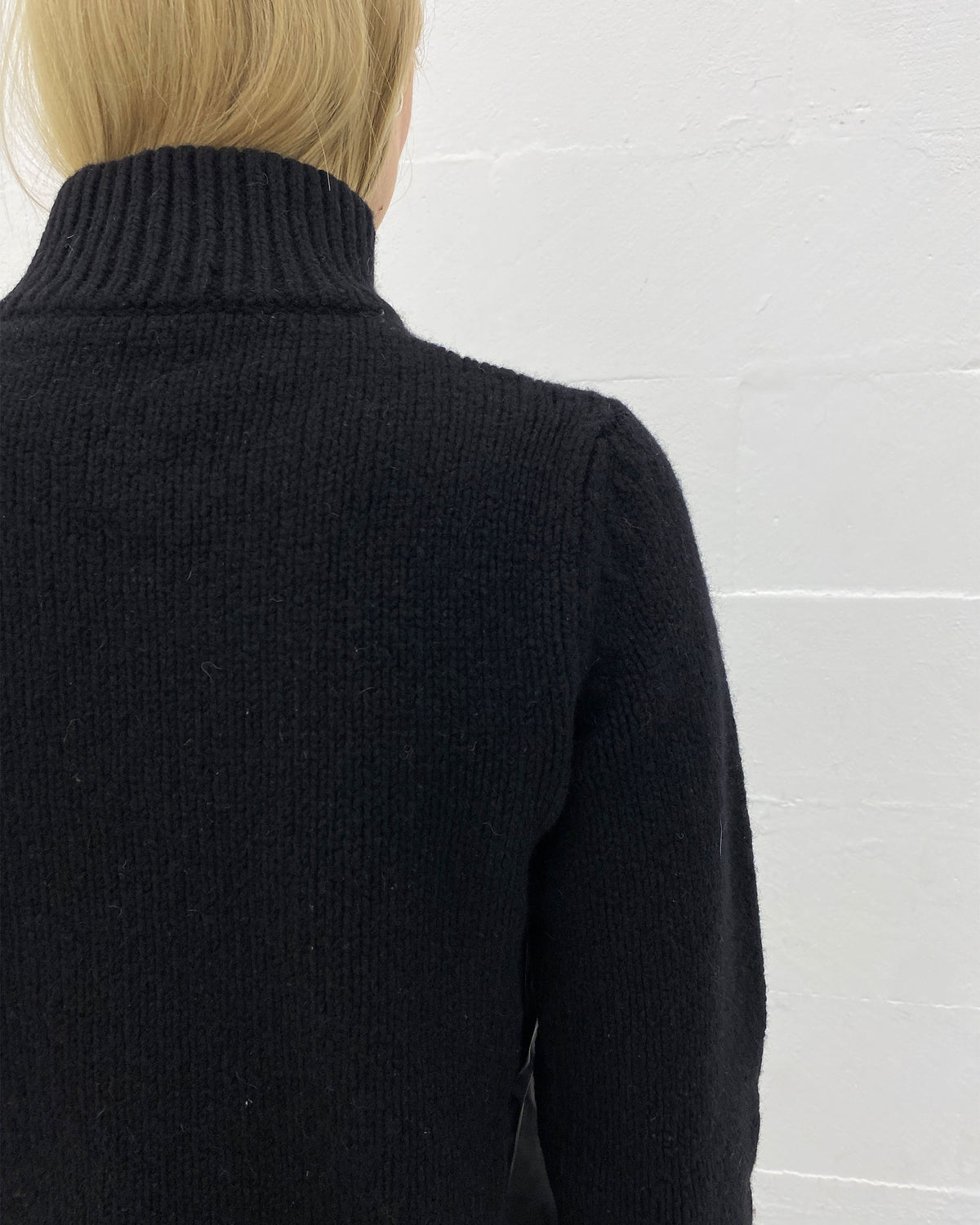 Prada 2000s Half Zip Nylon Knit Wool Sweater Black