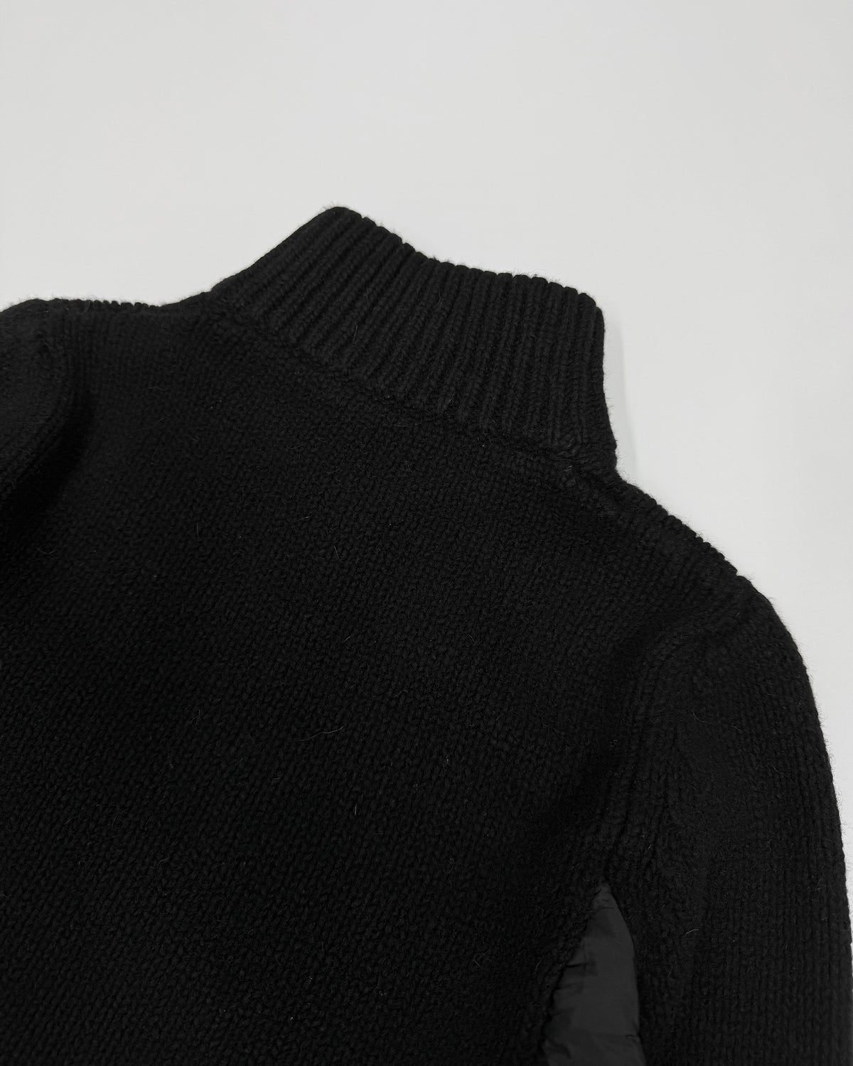 Prada 2000s Half Zip Nylon Knit Wool Sweater Black