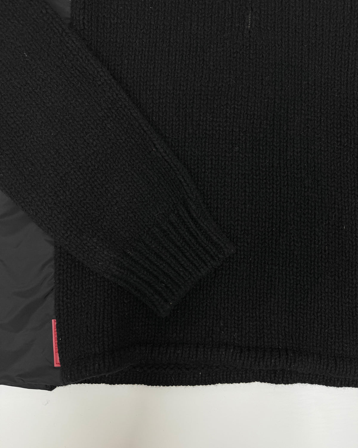 Prada 2000s Half Zip Nylon Knit Wool Sweater Black
