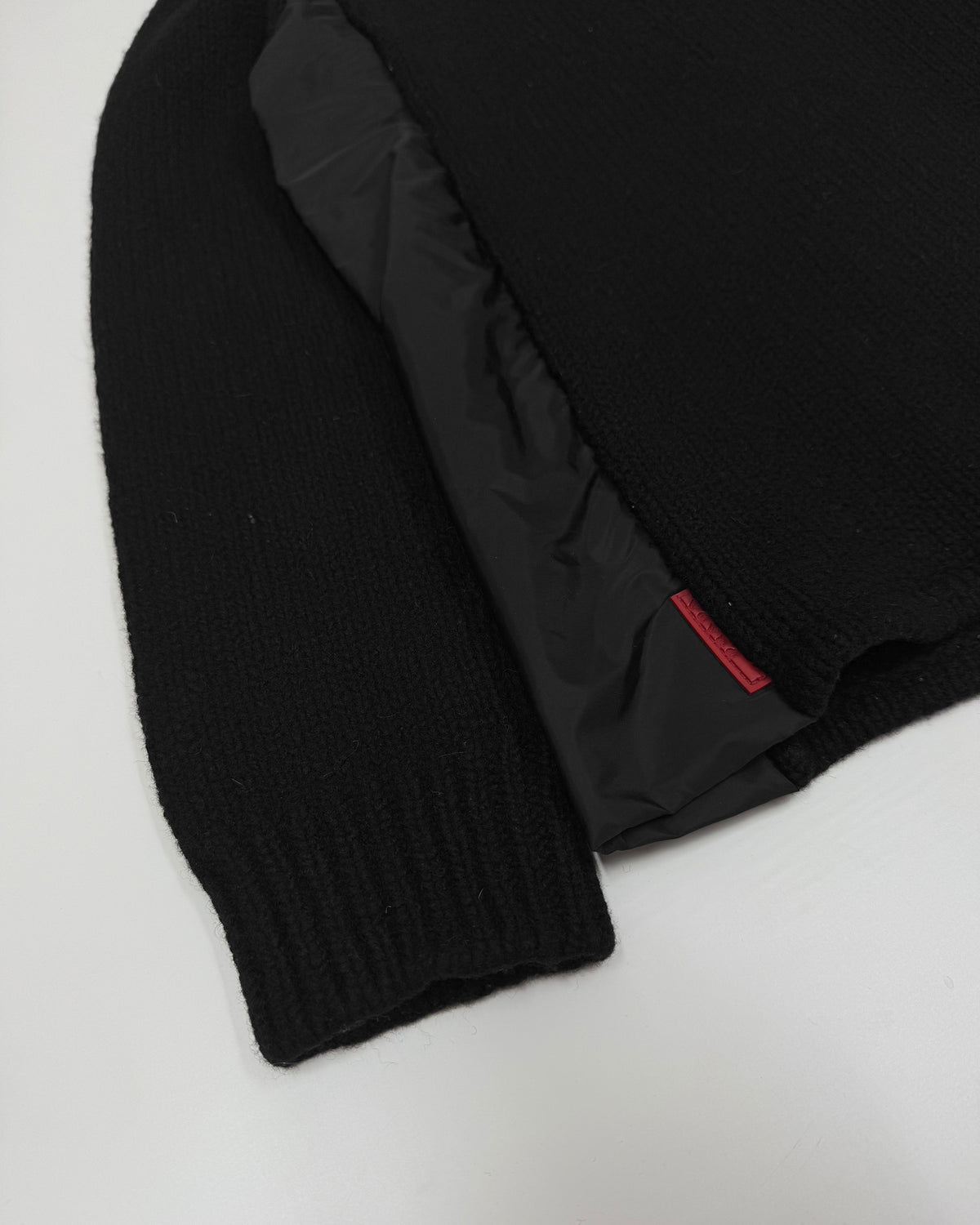 Prada 2000s Half Zip Nylon Knit Wool Sweater Black