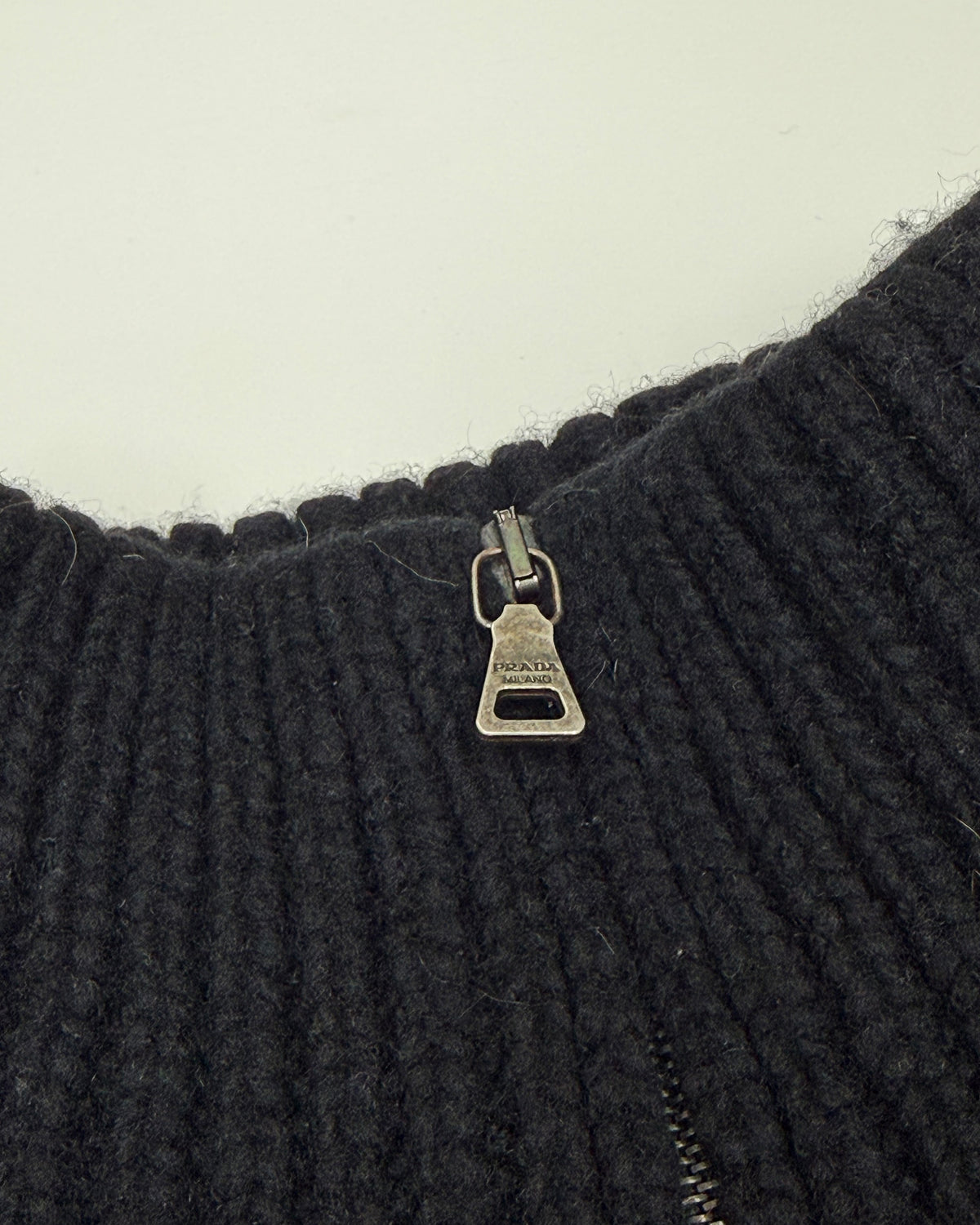 Prada 2000s Half Zip Nylon Knit Wool Sweater Black