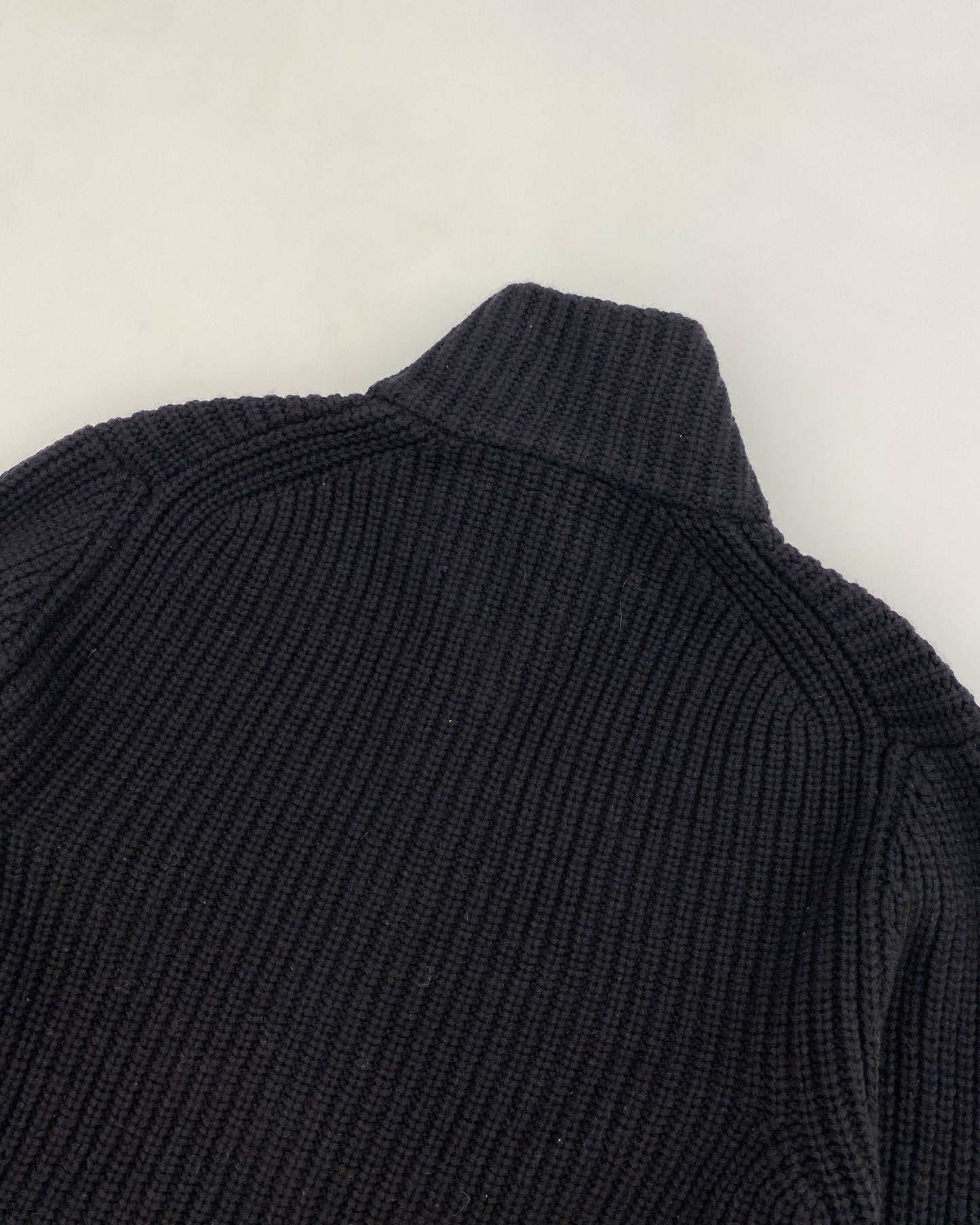 Prada 2010s Elbow Patch Zip Knit Sweater Black