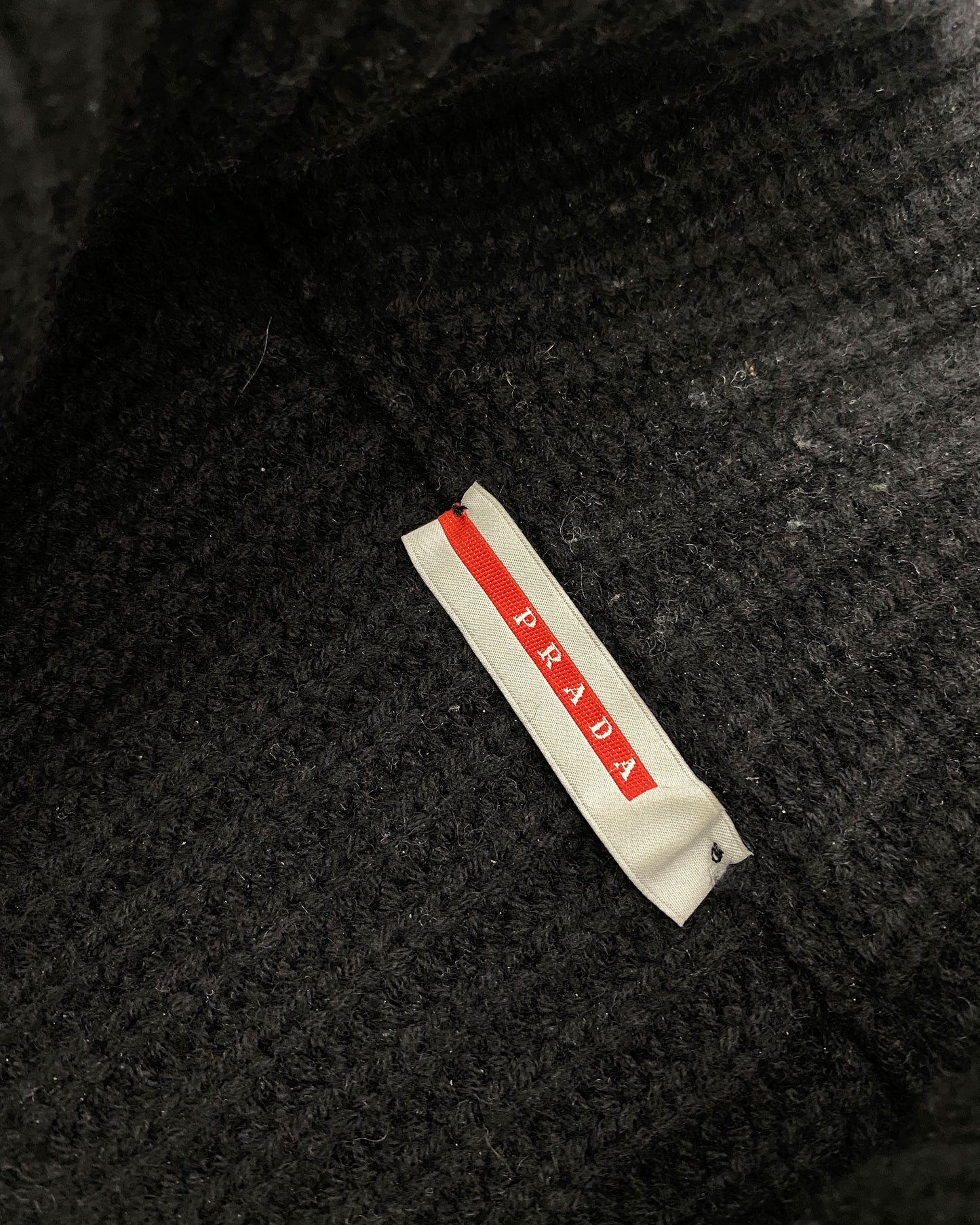 Prada 2010s Elbow Patch Zip Knit Sweater Black