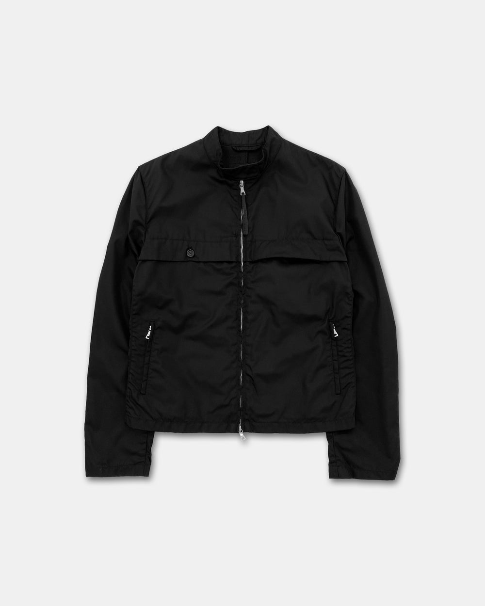 Prada 1990er Nylon Mesh Bikerjacke Schwarz 