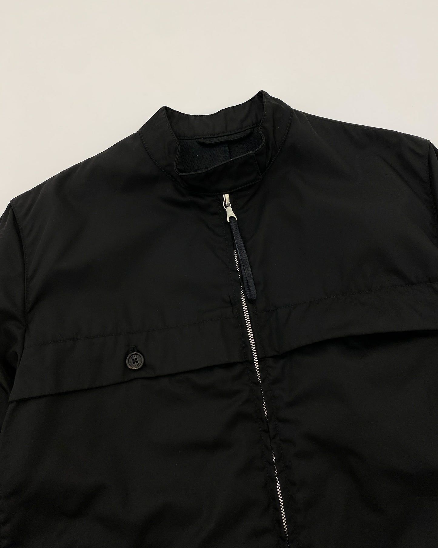 Prada 1990s Nylon Mesh Biker Jacket Black