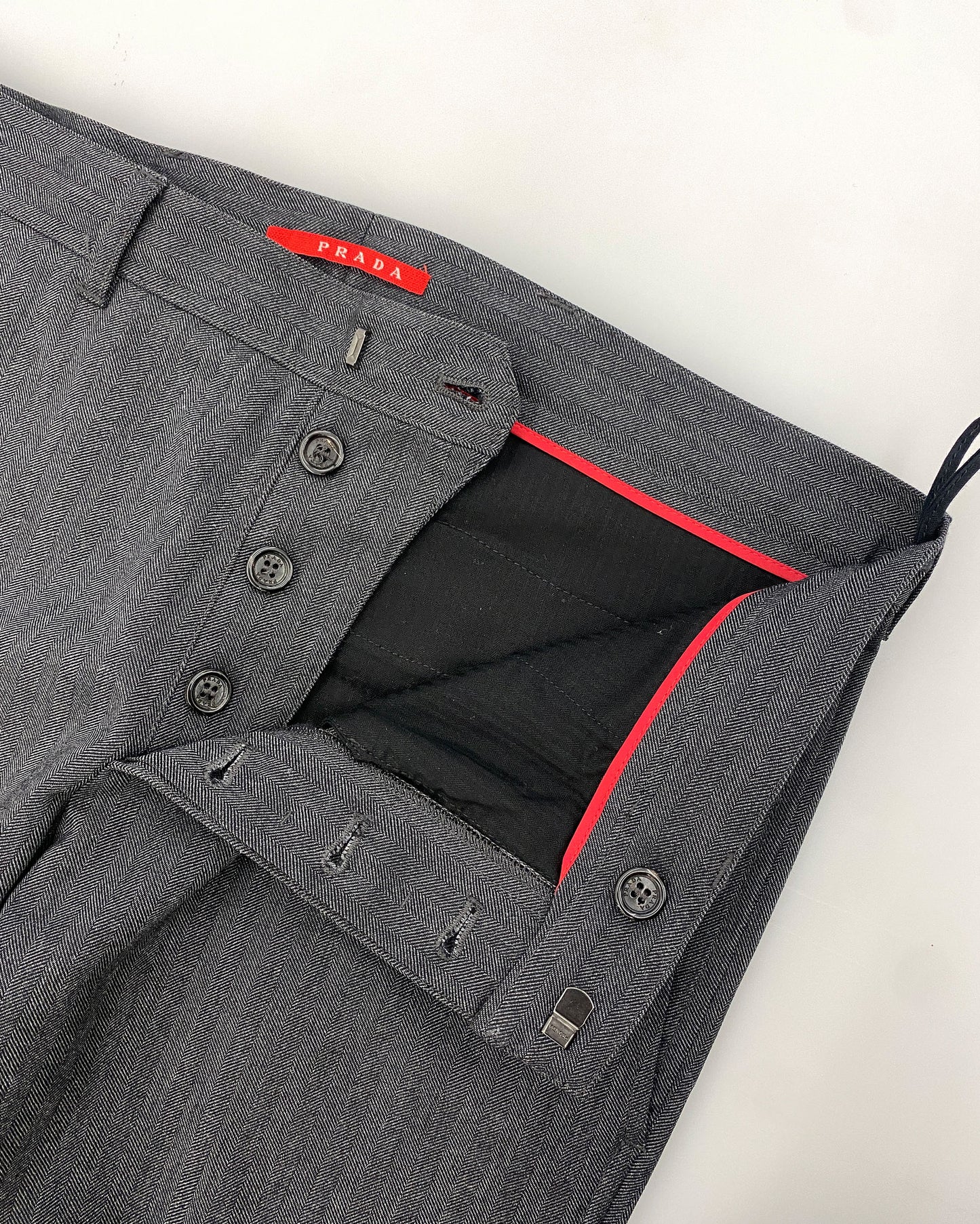 Prada AW2007 Herringbone Wool Cotton Pants Grey