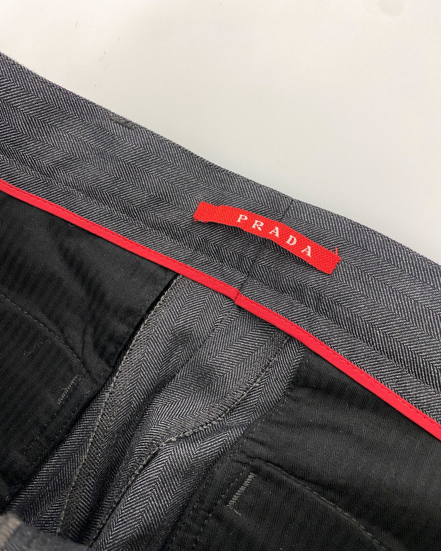 Prada AW2007 Herringbone Wool Cotton Pants Grey