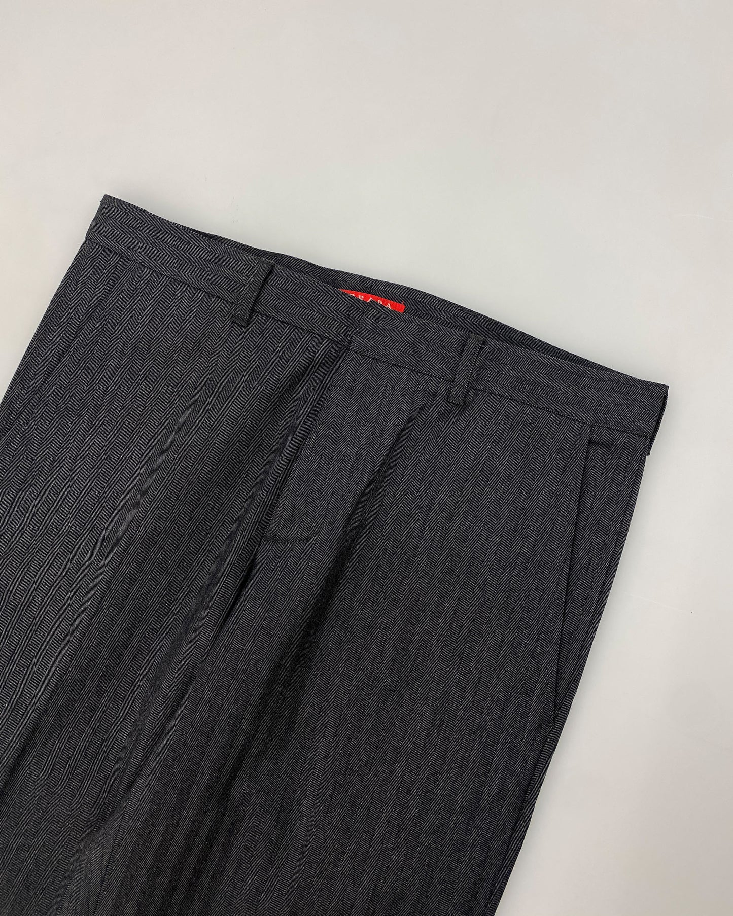 Prada AW2007 Herringbone Wool Cotton Pants Grey