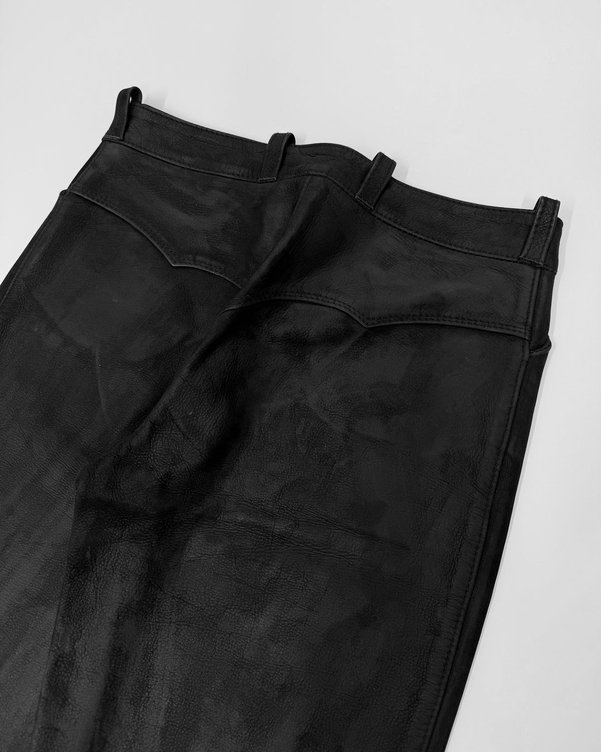 Pyrate-Style 2010s Western Style Thick Leather Pants Black