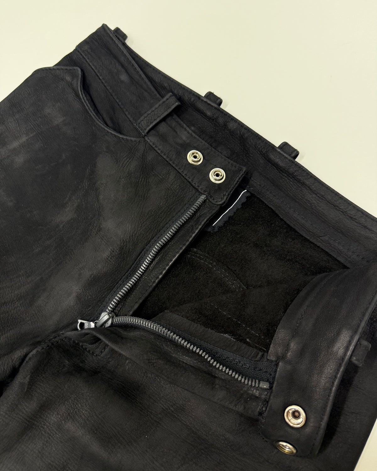 Pyrate-Style 2010s Western Style Thick Leather Pants Black