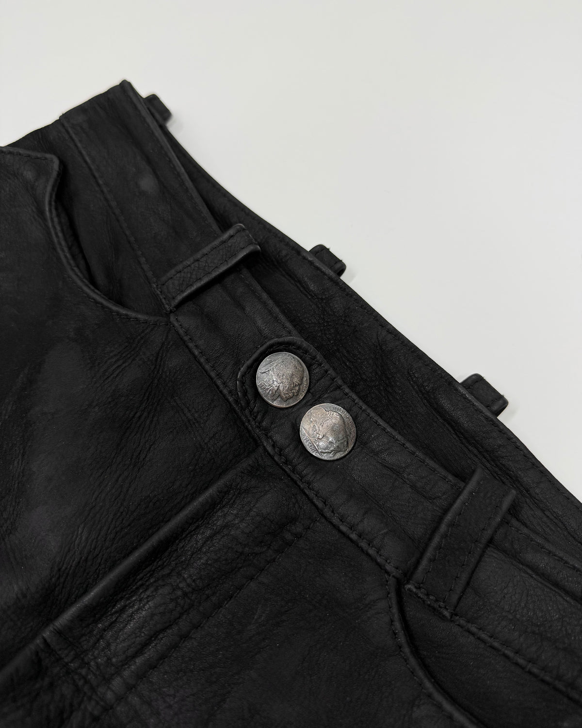 Pyrate-Style 2010s Western Style Thick Leather Pants Black
