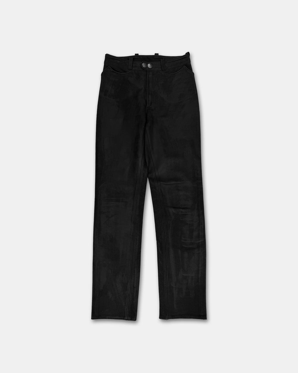 Pyrate-Style 2010s Western Style Thick Leather Pants Black
