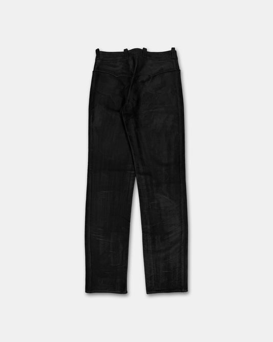 Pyrate-Style 2010s Western Style Thick Leather Pants Black