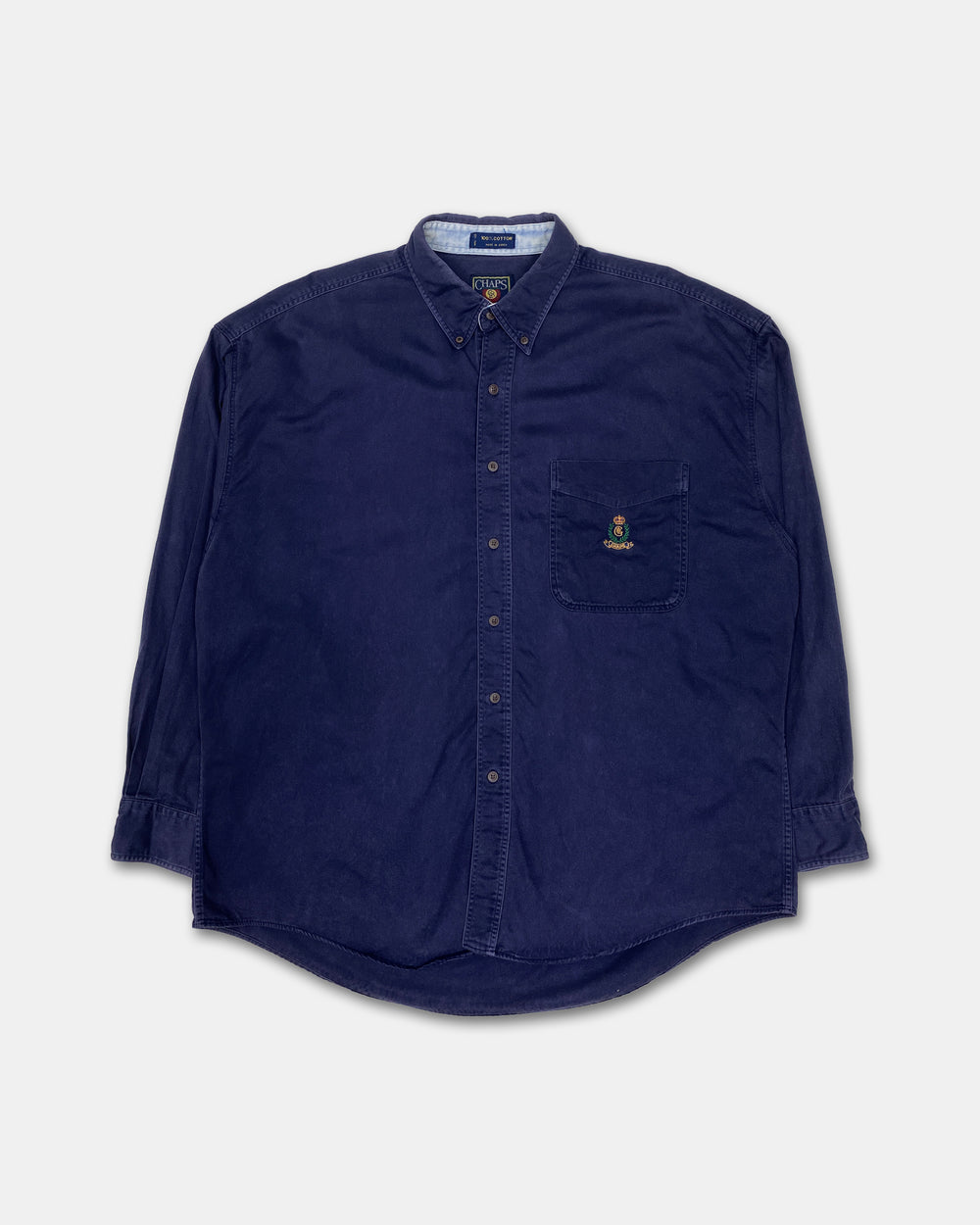 Chaps Ralph Lauren 1980s Made in Korea Button Down Shirt Navy