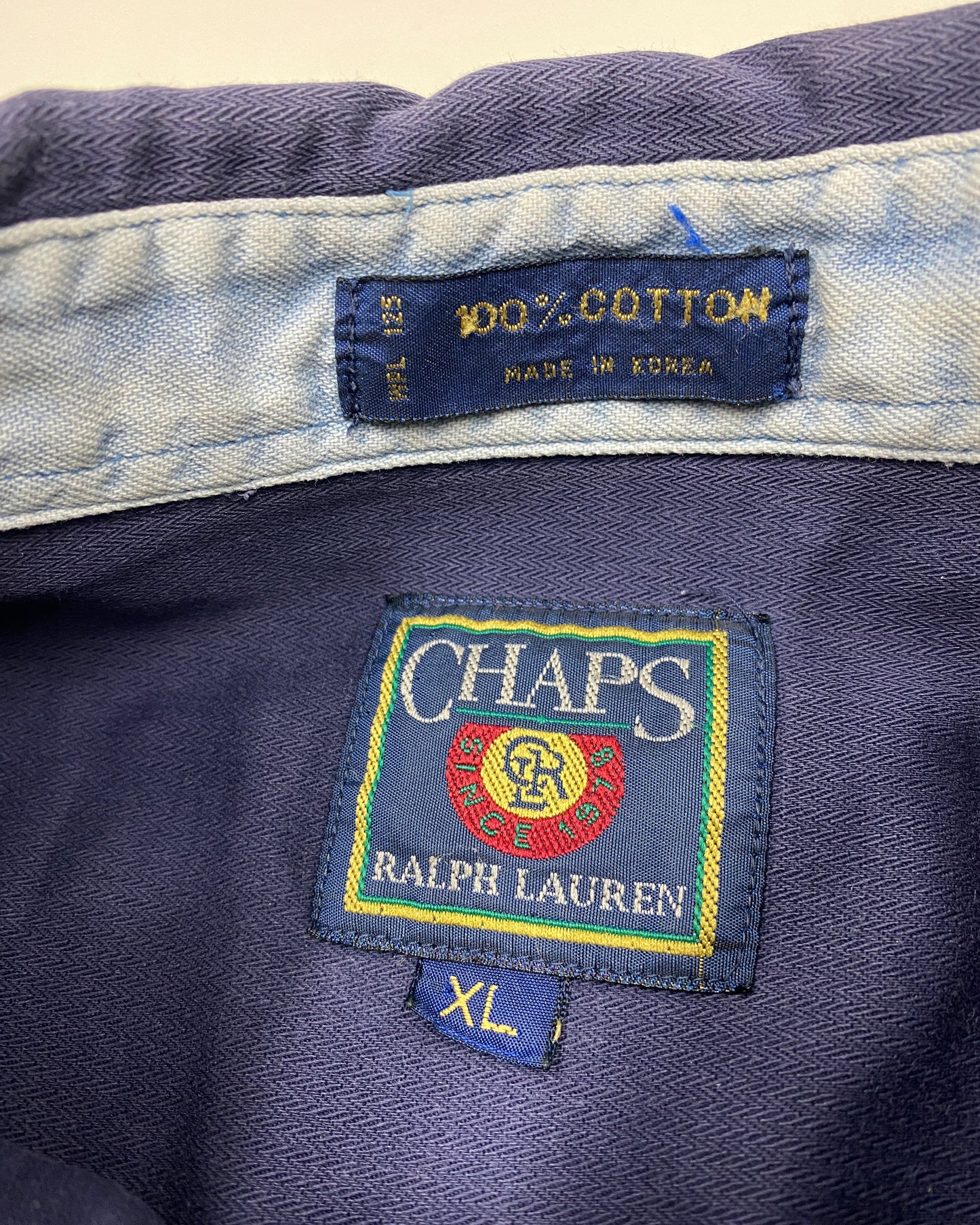 Chaps Ralph Lauren 1980s Made in Korea Button Down Shirt Navy