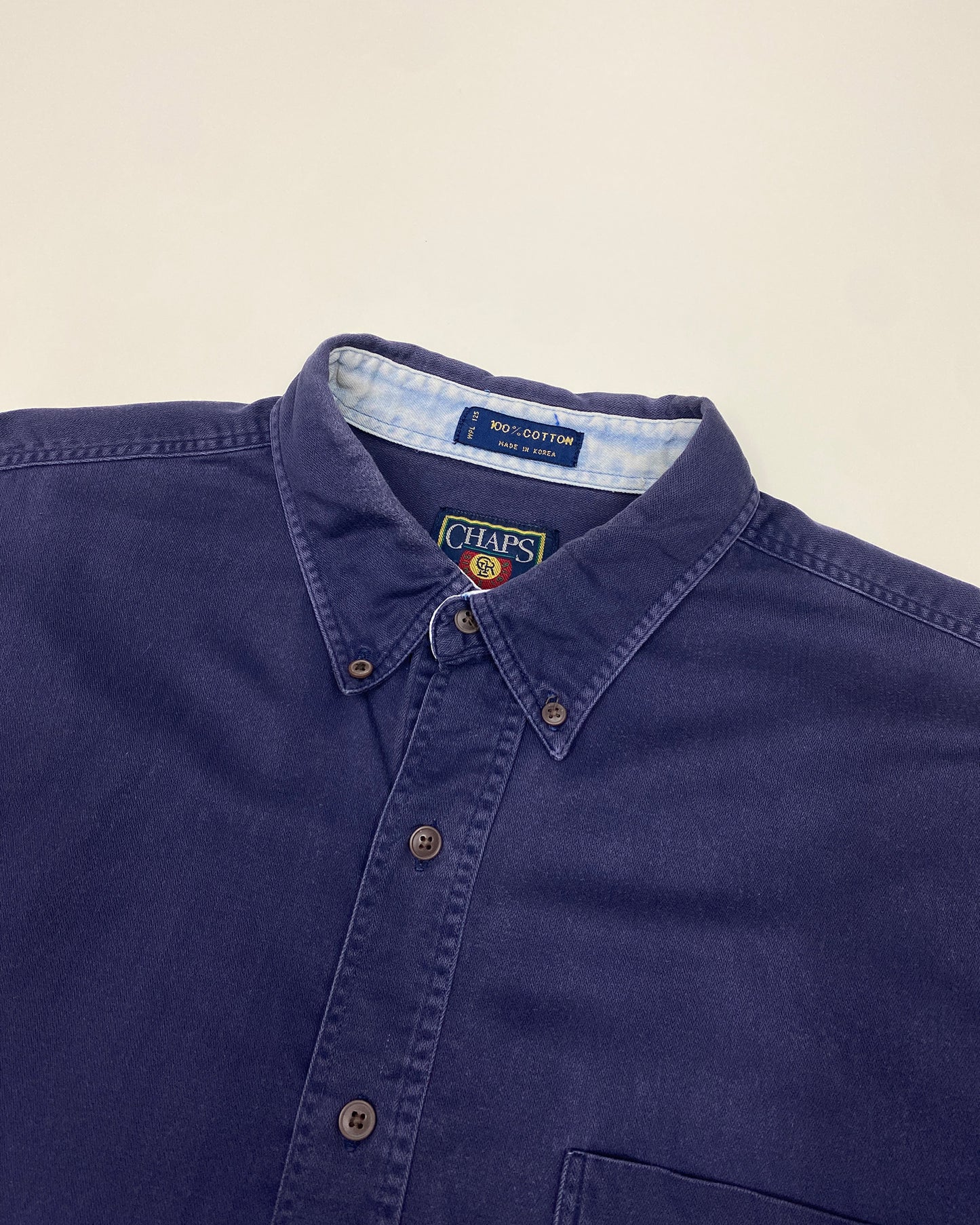 Chaps Ralph Lauren 1980s Made in Korea Button Down Shirt Navy