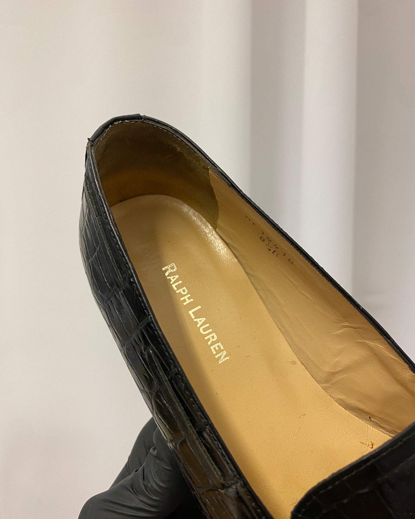 Ralph Lauren 1990s Alligator Leather Tassel Loafer Black