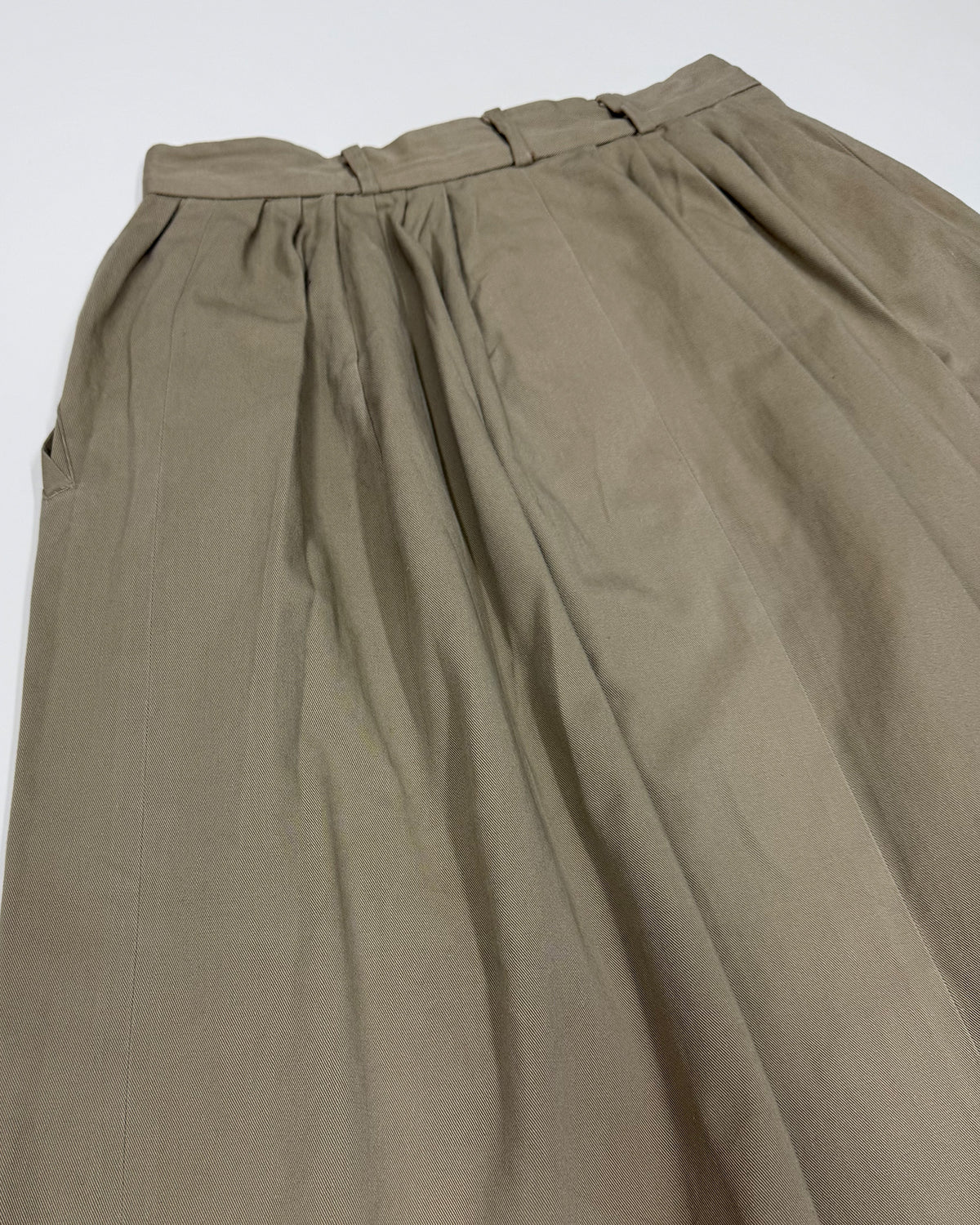 Ralph Lauren 1990s Pleated Denim Skirt Beige