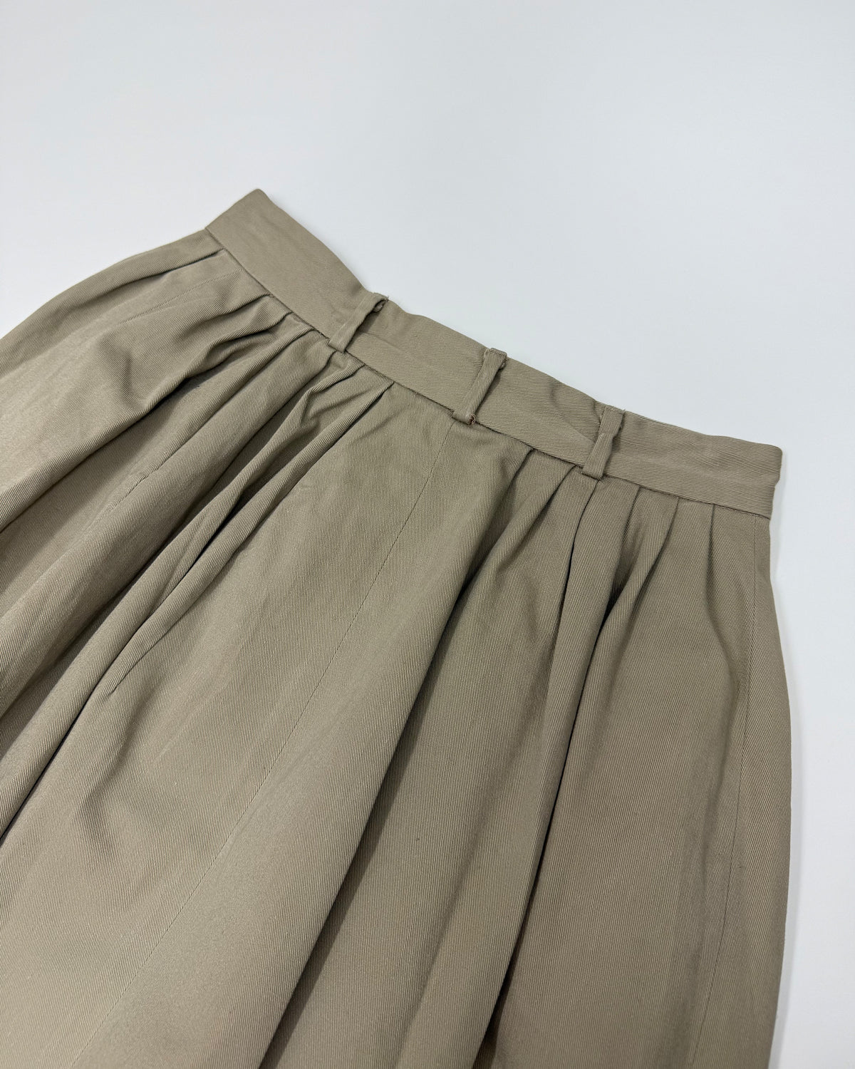 Ralph Lauren 1990s Pleated Denim Skirt Beige