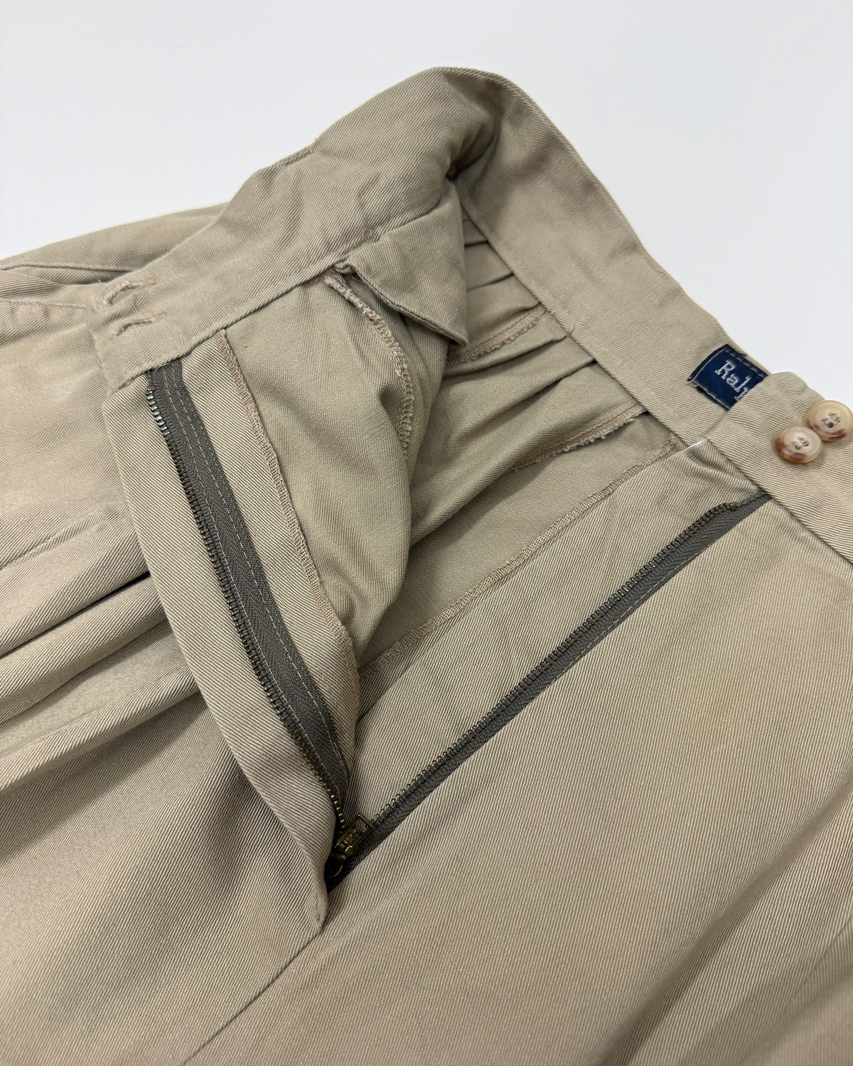 Ralph Lauren 1990s Pleated Denim Skirt Beige